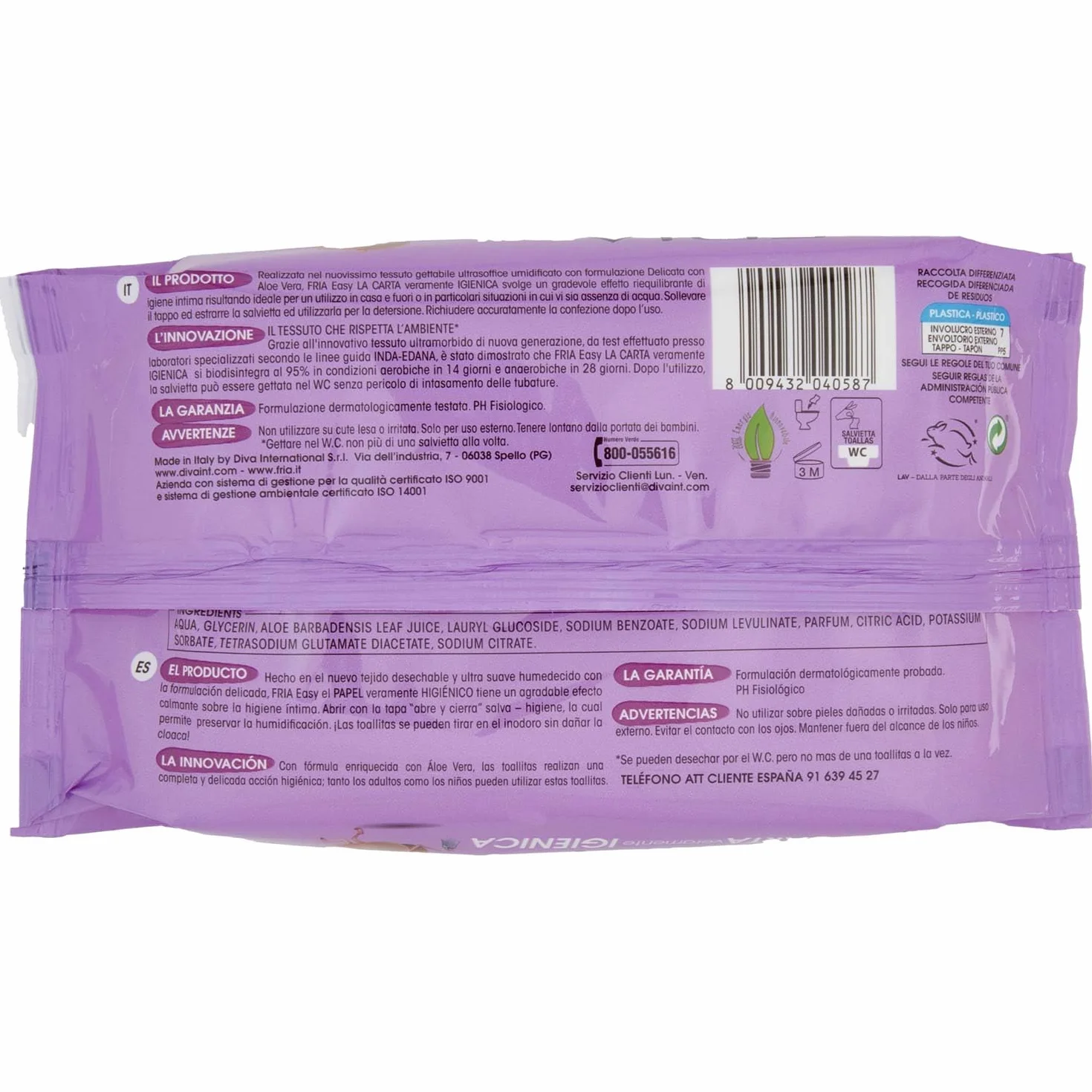 Fria Easy Carta Igienica Umidificata con Camomilla, Salviette 50 Pezzi