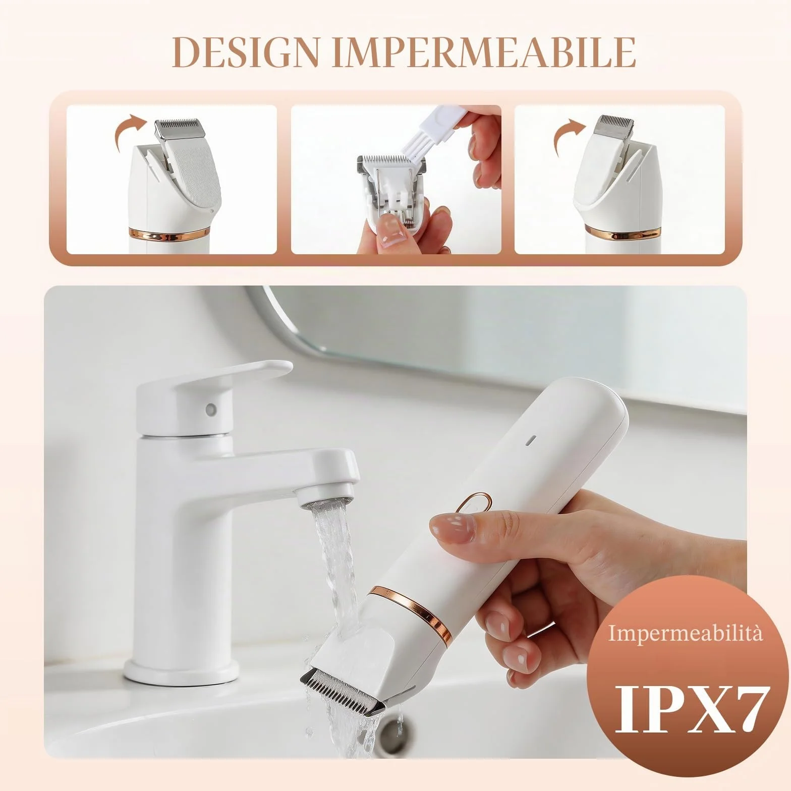 Rasoio da donna, 3 in 1, per donne, rimozione peli del viso, ricaricabile con stazione di ricarica USB, rasoio elettrico da donna, per gambe, braccia e viso, impermeabile IPX7