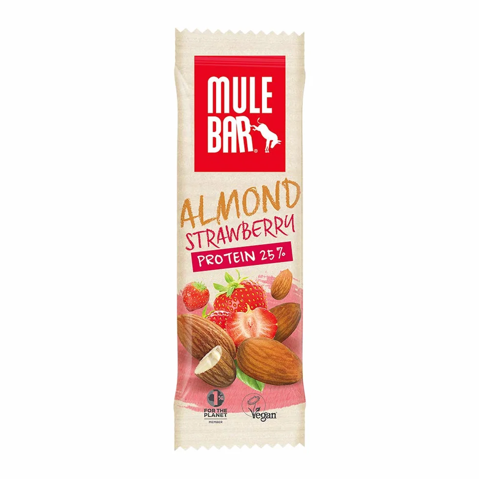 Mulebar Barre Proteine Vegane 100% Naturali 24% Proteine Gusto Mandorla Fragola