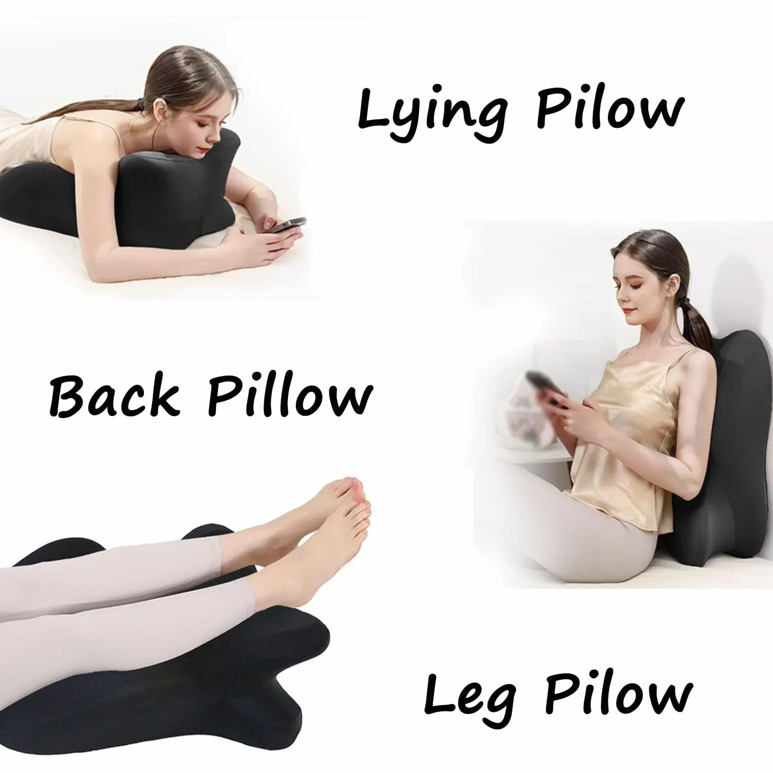 Cuscino ergonomico per coppie 27° memory foam per schiena fianchi collo nero