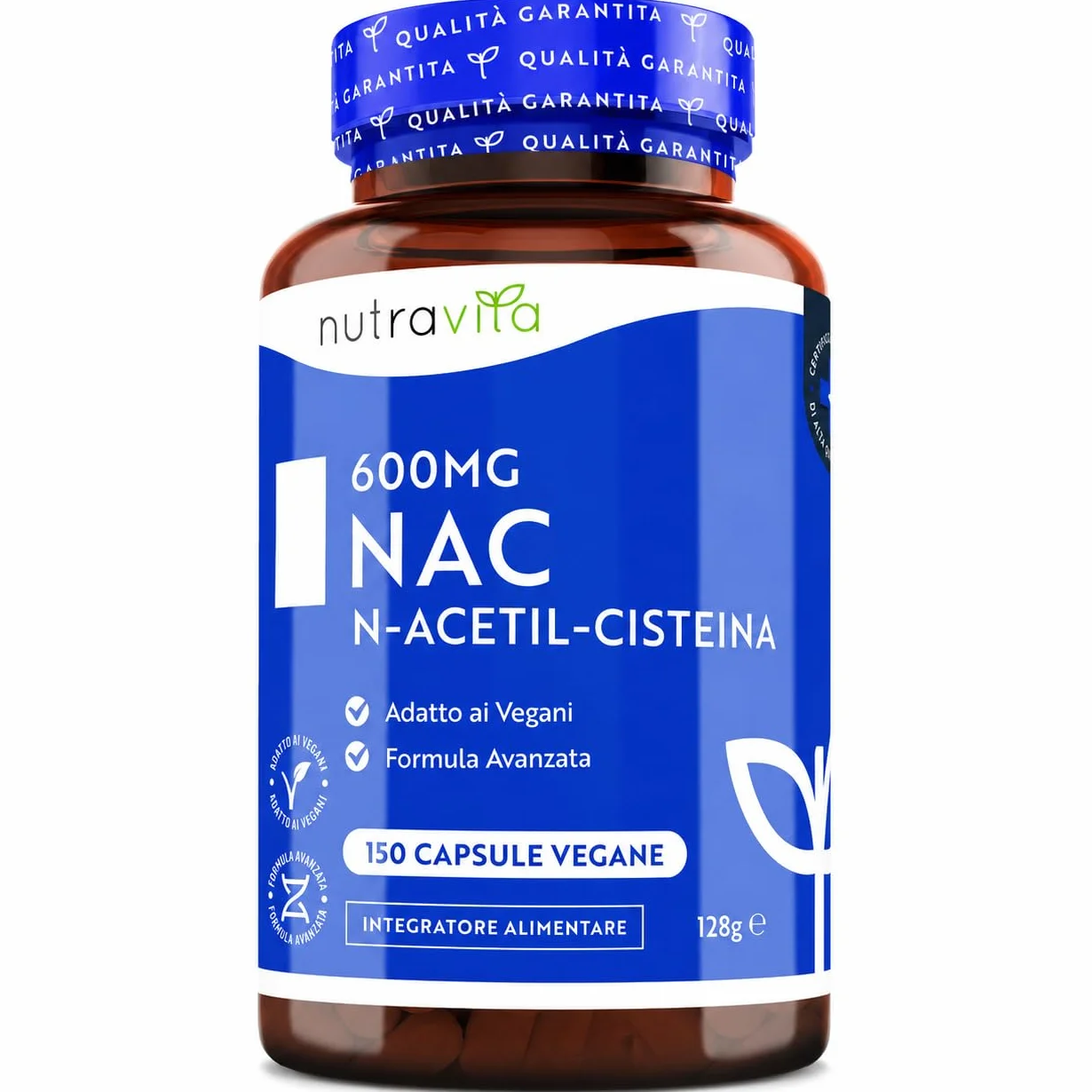 Nutravita NAC N-Acetil-Cisteina 600mg - 150 Vegan Capsule (5 Mesi) - Alta Qualità & Alto Dosaggio di N Acetilcisteina - NAC 600 mg Integratore - Nac600 - Aminoacidi Essenziali Supplemento