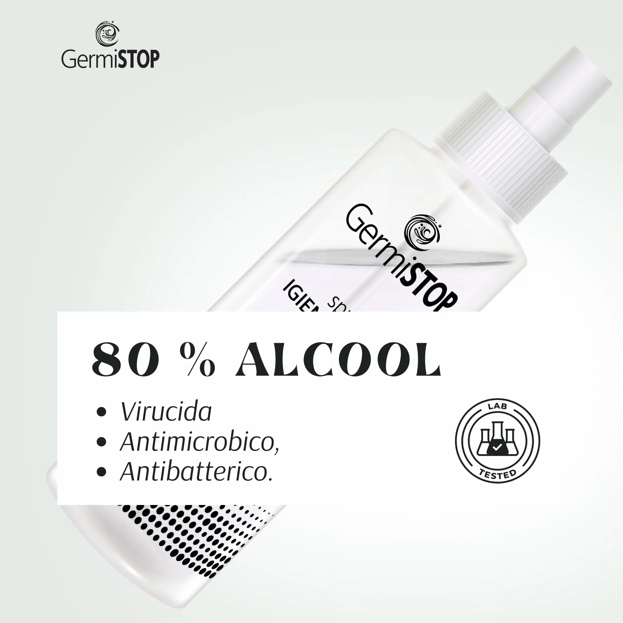 GERMISTOP Igienizzante Mani 3x200ml Alcool 80% Glicerina Spray Igienizzante Superfici