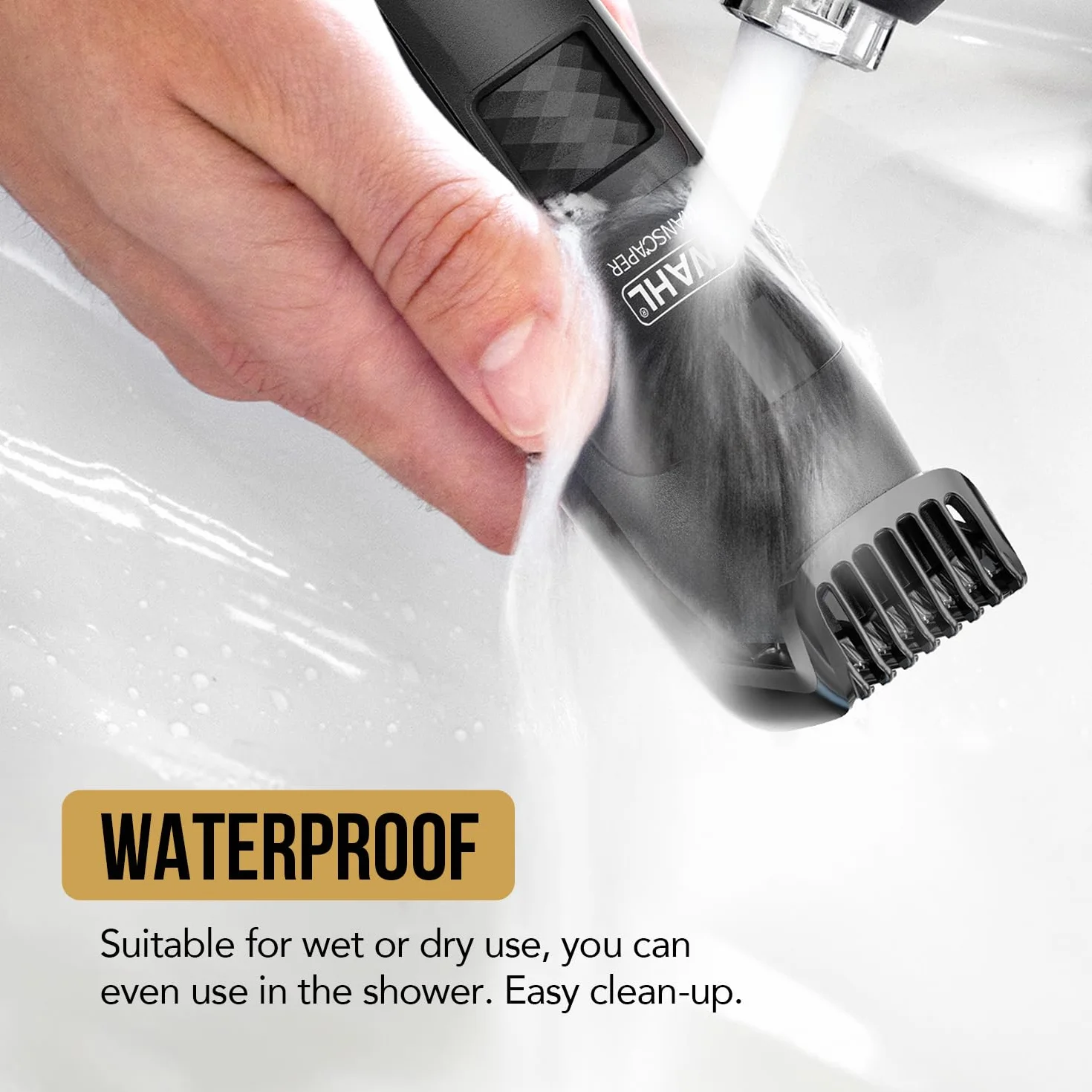 WAHL Manscaper Lithium Trimmer Corpo e Parti Intime impermeabile bagnato/asciutto Smart Trim LED lame Safe-Touch ricaricabile nero