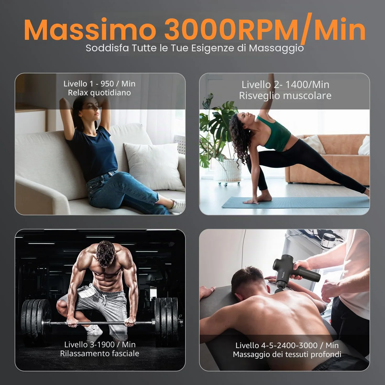 Mebak 3 Pistola Massaggio Muscolare Professionale Pistola Massaggiante Massage Gun Tessuto Profondo Corpo Sollievo Dolore Elettrico Silenzioso Massaggiatore 3200RPM 7 Testa 5 Velocità 12mm Ampiezza
