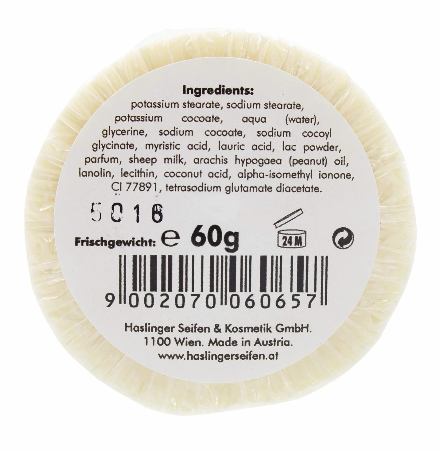 Sapone da barba Haslinger, 60 g, latte di pecora