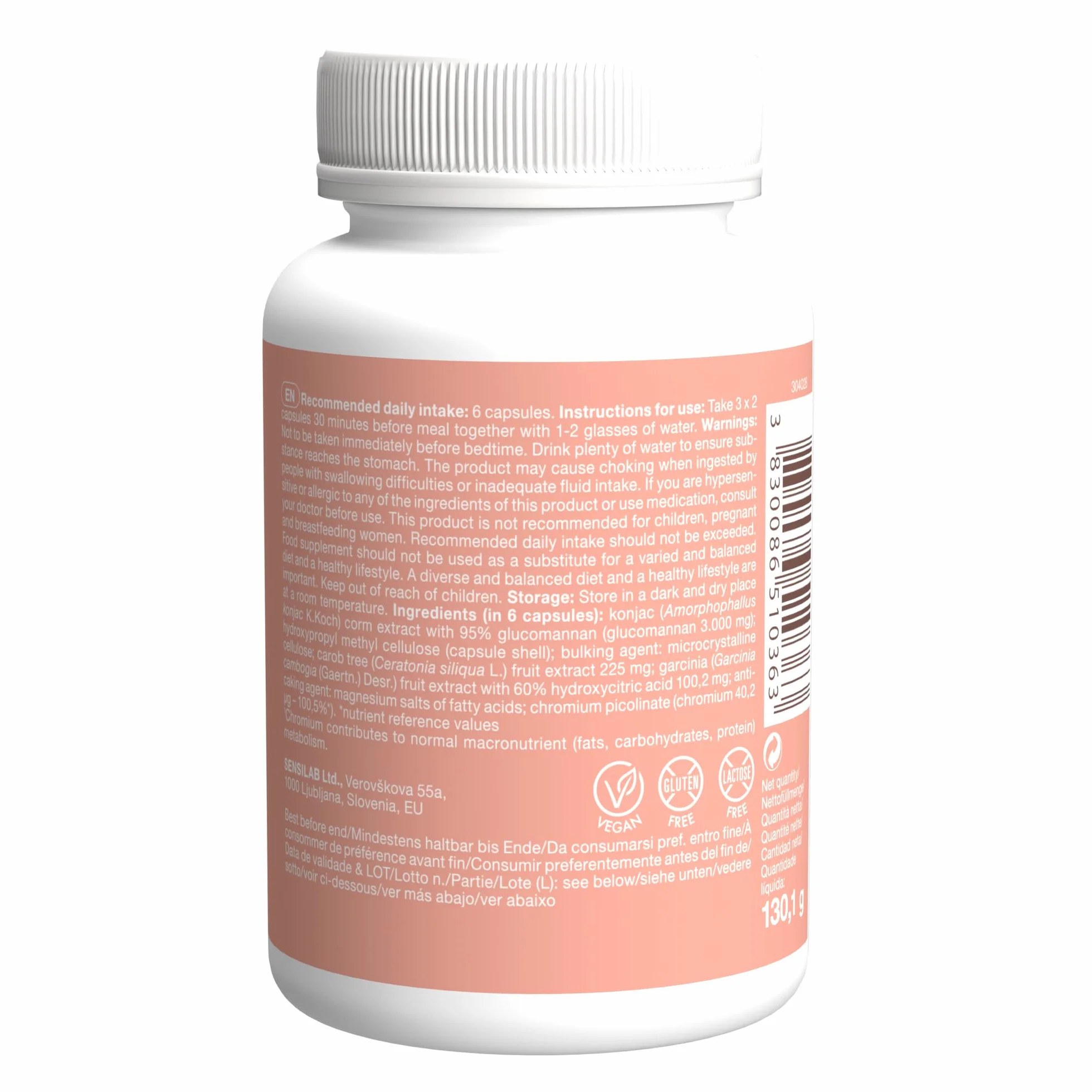 Glucomannano Konjac 3000 mg Capsule Alto Dosaggio con Cromo Garcinia Cambogia Carrubo Vegano 180 Capsule