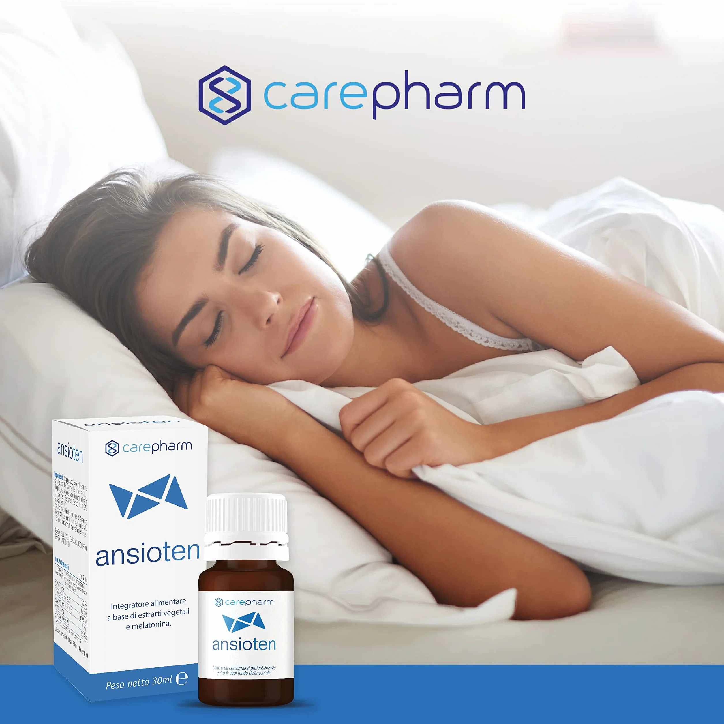 Carepharm Ansioten Integratore Alimentare Liquido Rilassamento Sonno Stress Senza Zuccheri Lattosio 30 ml