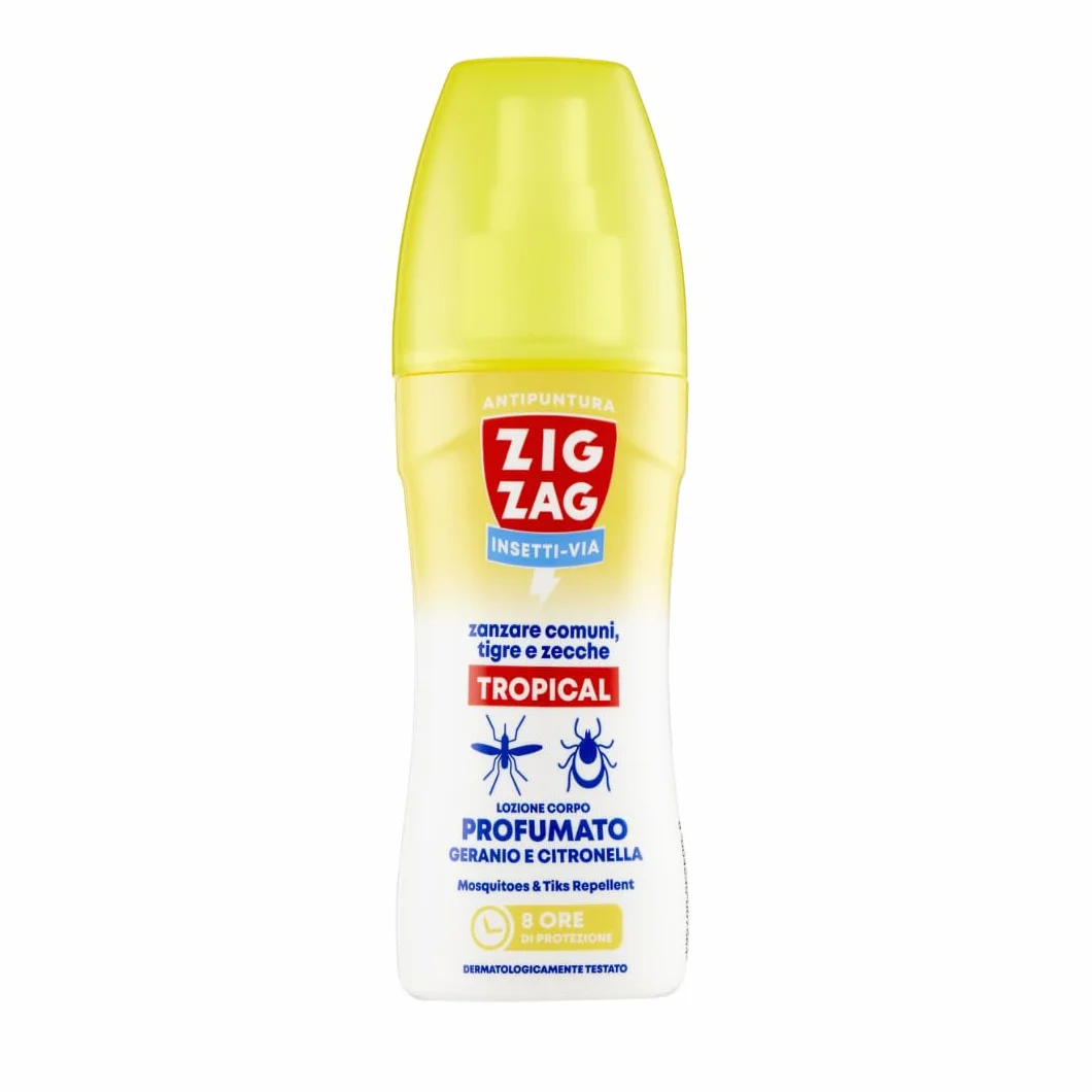 ZIG-ZAG Lozione repellente per zanzare Profumo geranio e citronella 100 ml