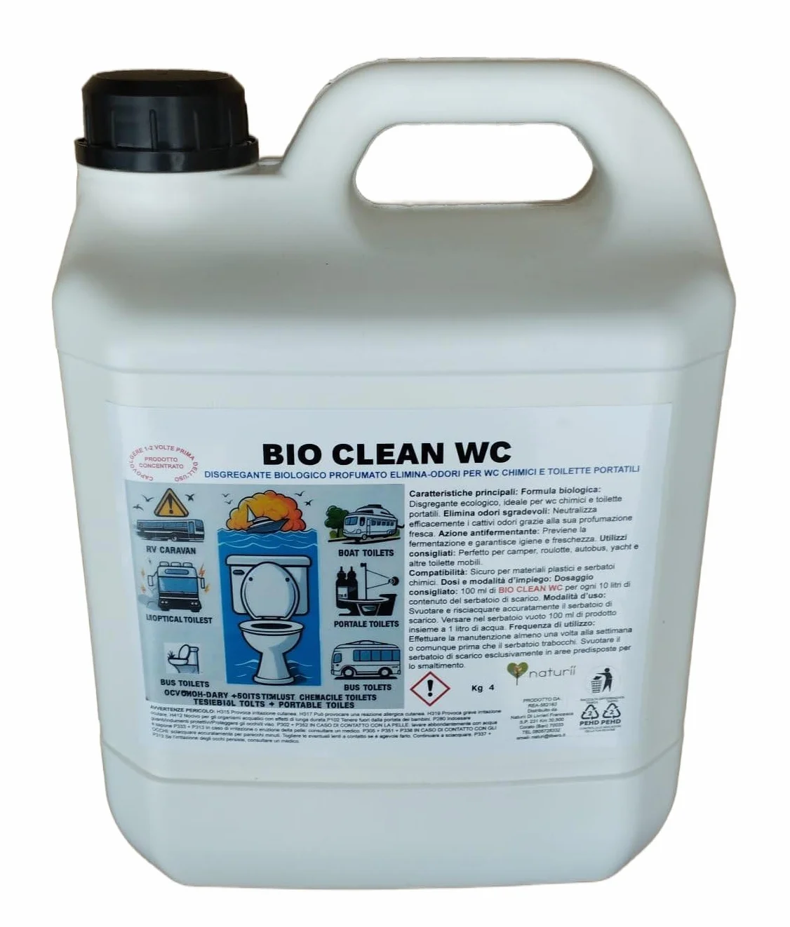 BIO CLEAN WC Disgregante Profumato 5 kg per WC Chimici e Toilette Portatili, Antiodore, Previene Fermentazione