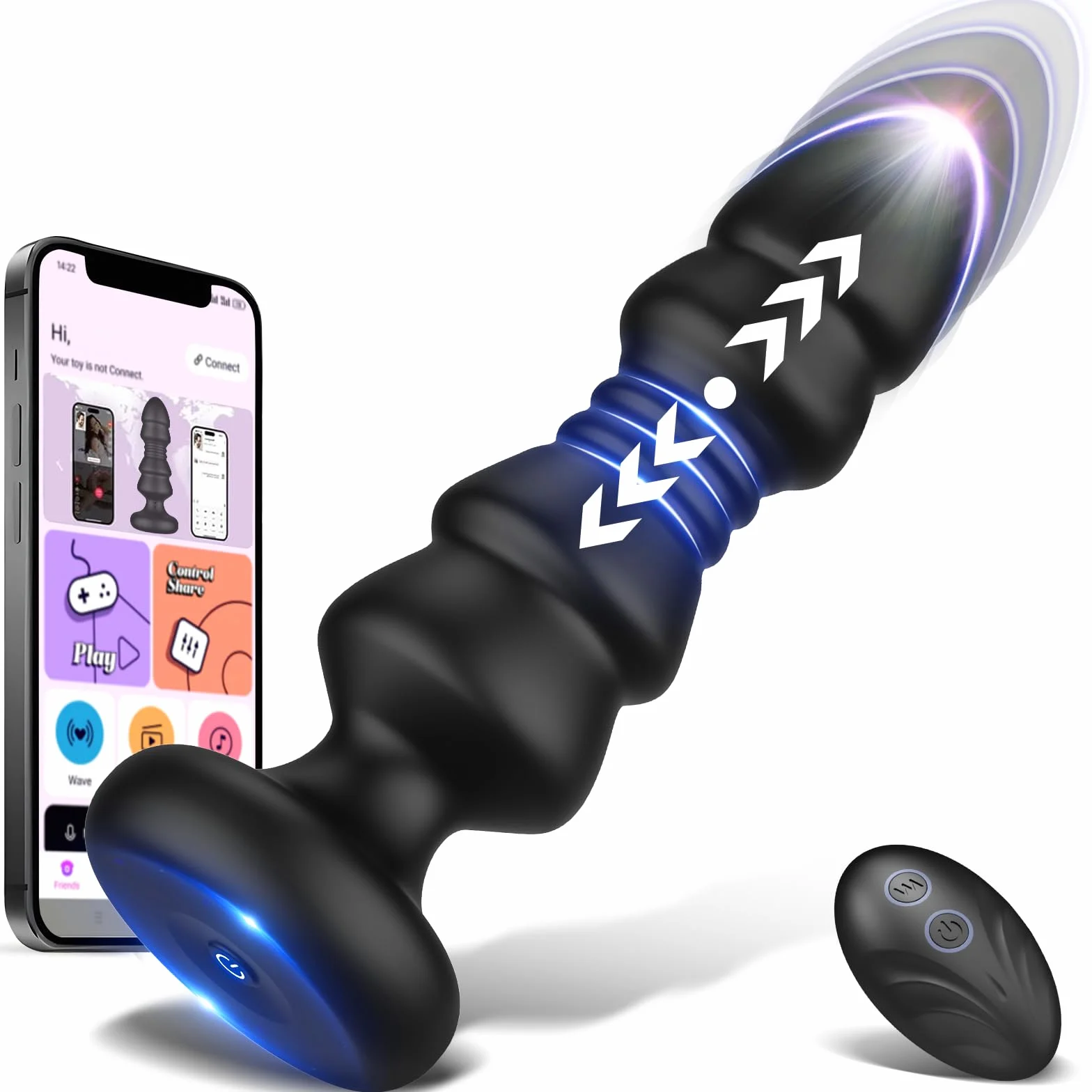 Giocattoli sessuali anali con spinte - Giocattoli anali con APP, telecomando, vibratore per punto G, palline anali con 12 massaggiatori prostatici vibranti e a spinta