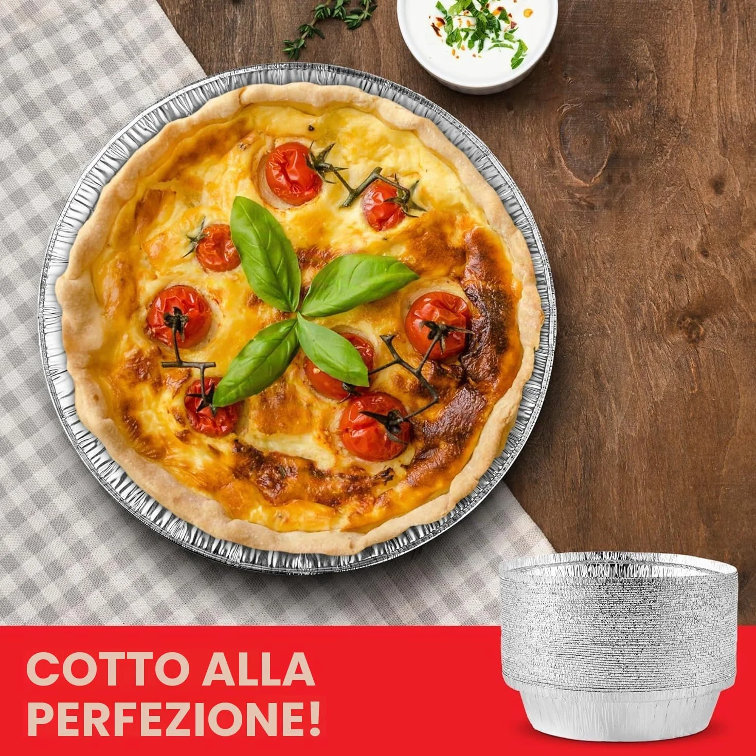 Fogli di Alluminio Vassoi Rotondi 18cm 100 Pezzi 720ml per Forno