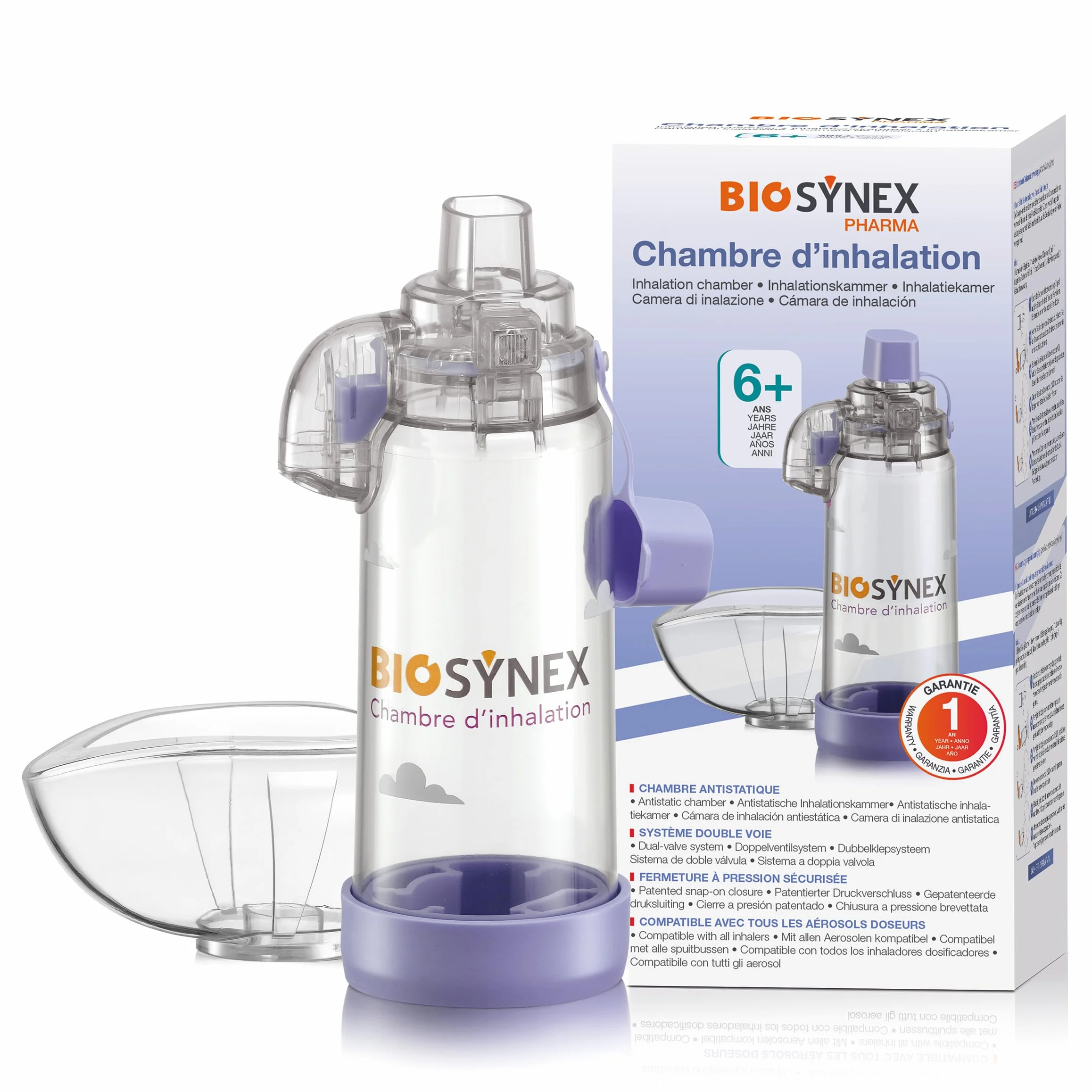 BIOSYNEX - Inhal'AIR - Distanziatore - Spacer per Inalatori - Assistenza Respiratoria Asma, Bronchiolite - Senza Lattice - Senza BPA - Taglia 6 anni e +