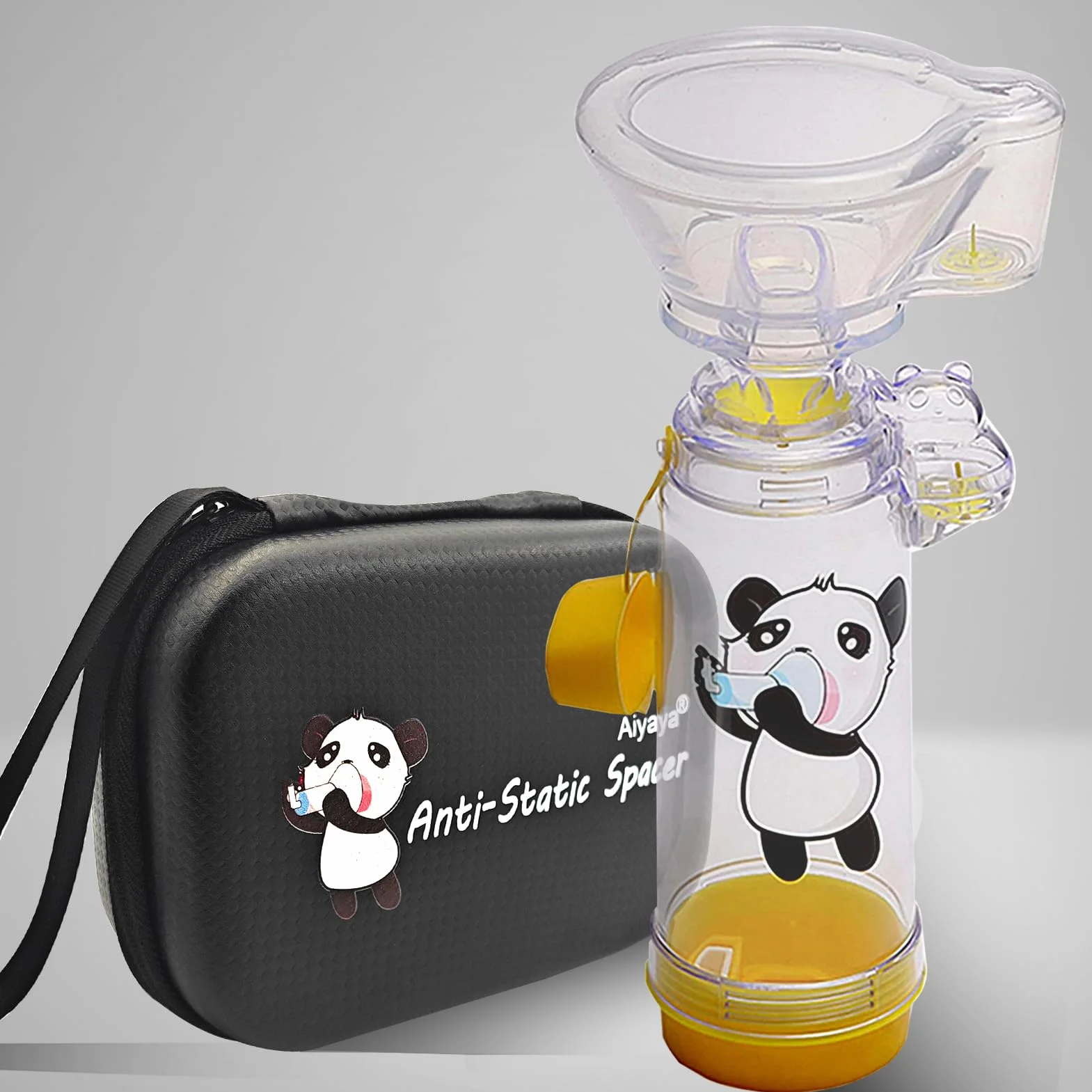 Distanziatore per inalatori bambini con maschera e custodia da viaggio, camera di aerosol utilizzata con qualsiasi inalatore a dose misurata per asma (maschera per bambini)