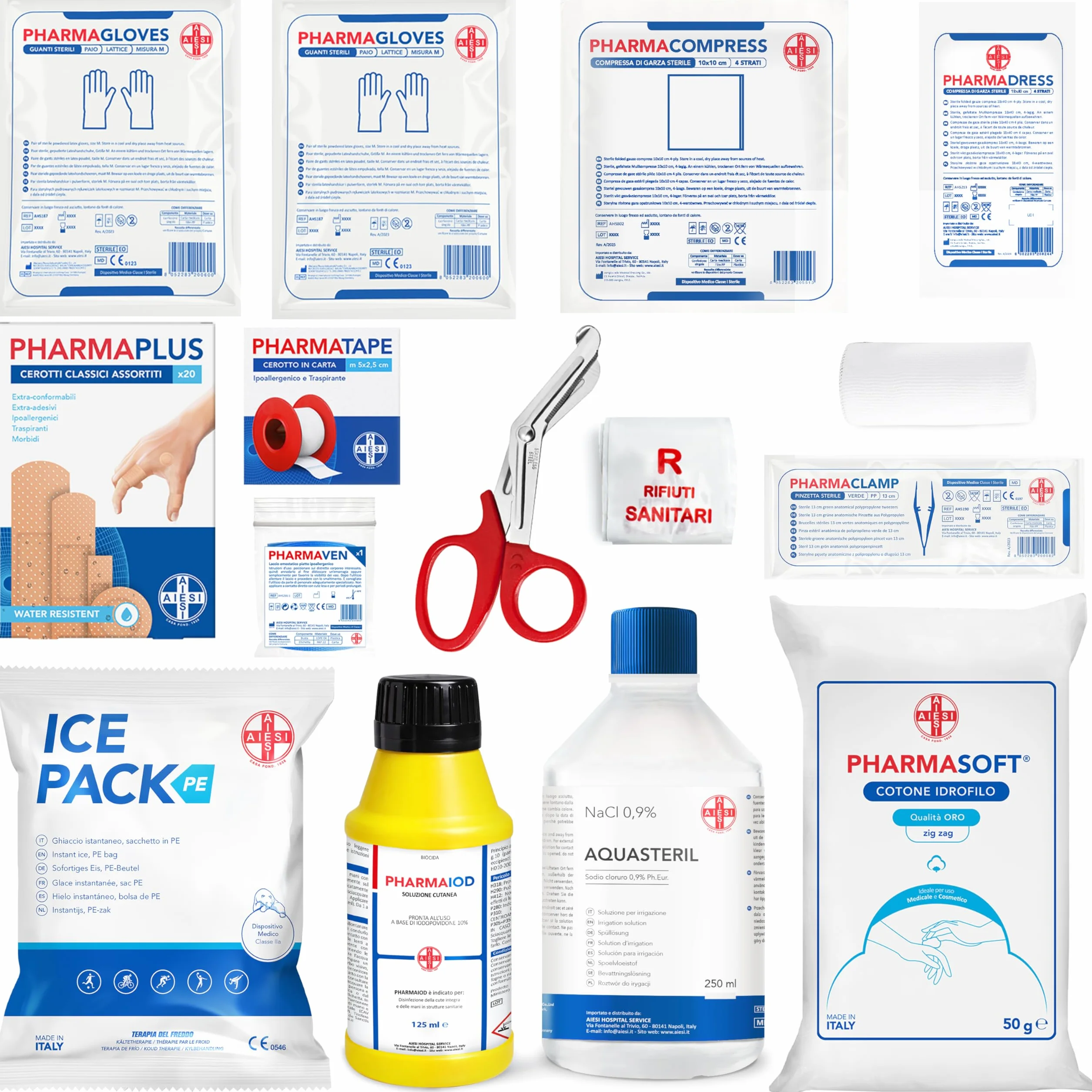 AIESI kit di reintegro ALLEGATO 2 pacco medicazione cassetta pronto soccorso aziende meno 3 dipendenti DM388 DL81 Made in Italy