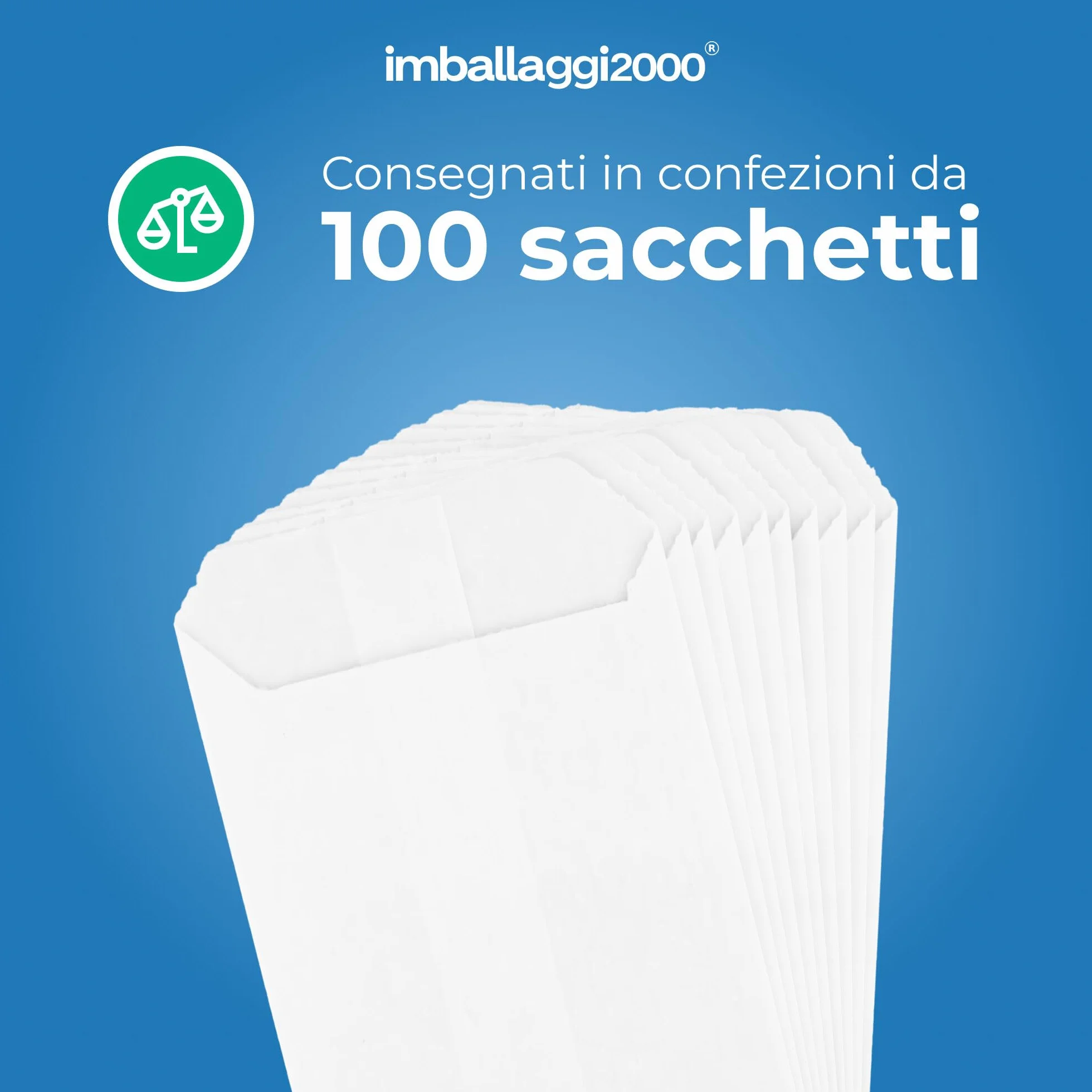 Sacchetti Carta per Alimenti Bianchi 25x50 cm 100 Pezzi MOCA