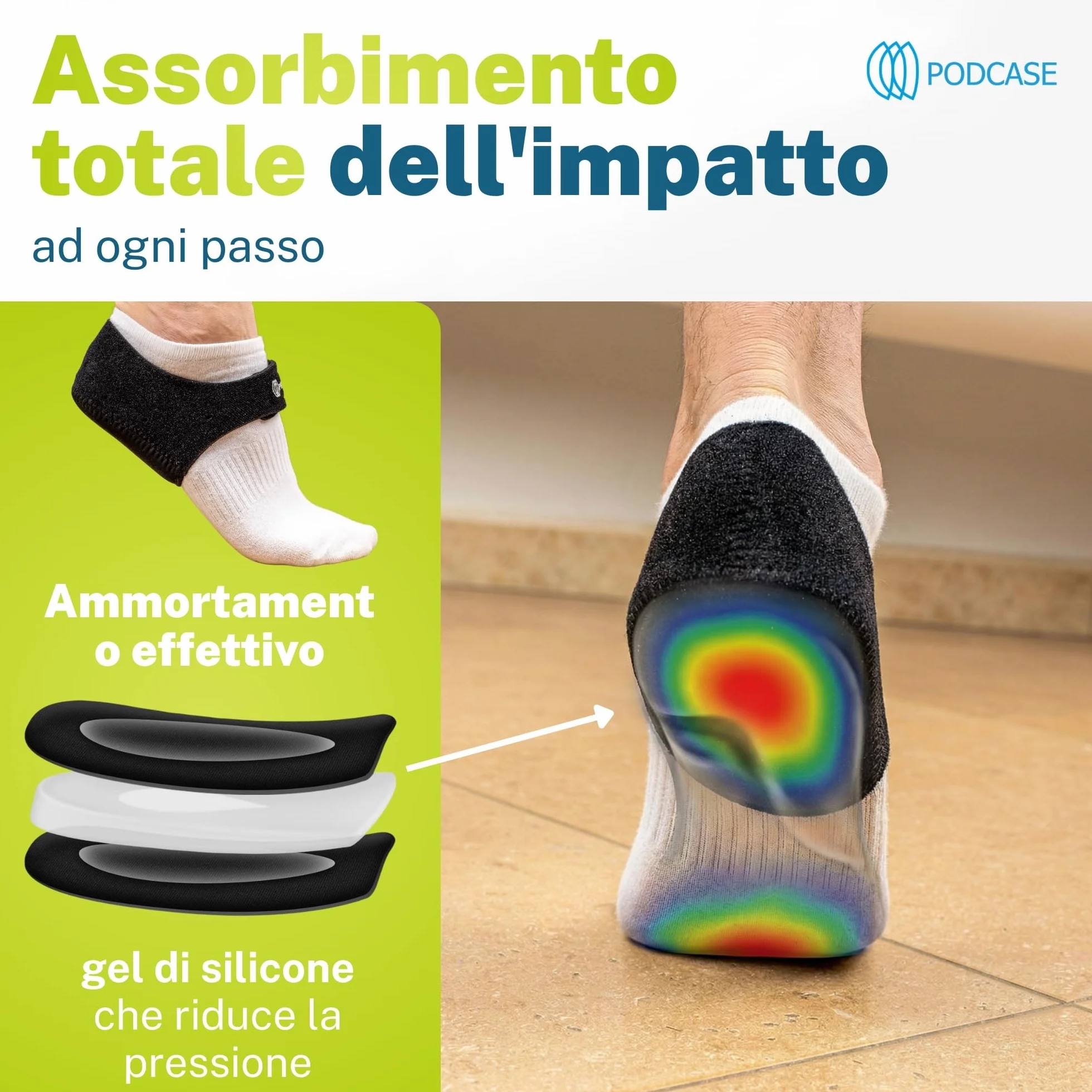 Talloniera in Silicone con Tessuto Traspirante per Tallonite e Spina Calcaneare - Plantare Unisex (L 41-47)