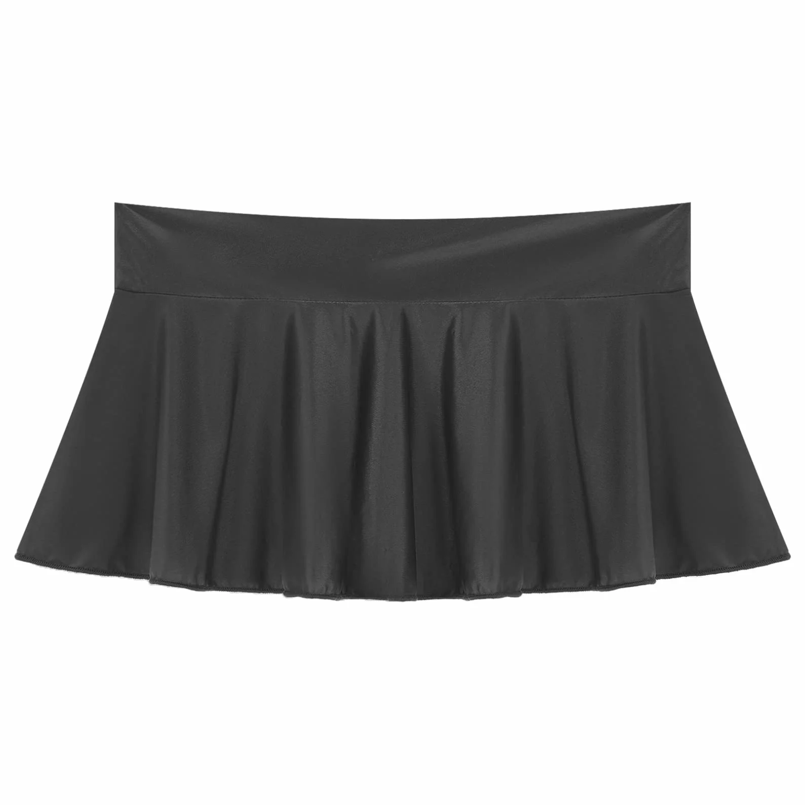 FEESHOW Damen Glanz Minirock Solido Gonna A Pieghe in Nylon Mini Skater Cosplay Erotik Lingerie Party Clubwear