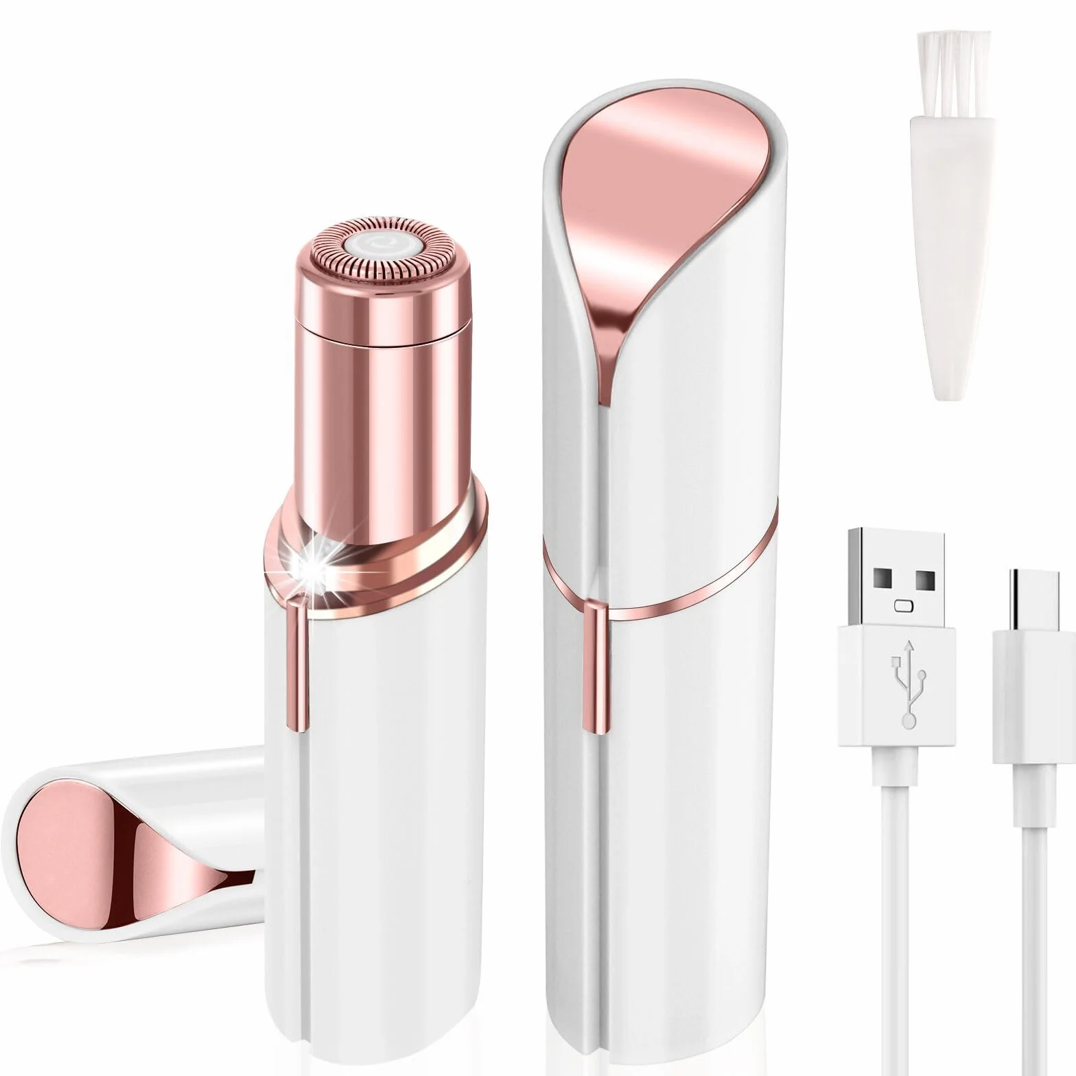 ACWOO Depilatore Donna Epilatore Viso Elettrico, Epilatore Delle Sopracciglia Flawless Epilatore Viso, USB Ricaricabile 2 in 1 Mini Epilatore per Sopracciglia, Labbra, Peli del viso, Naso, Orecchie