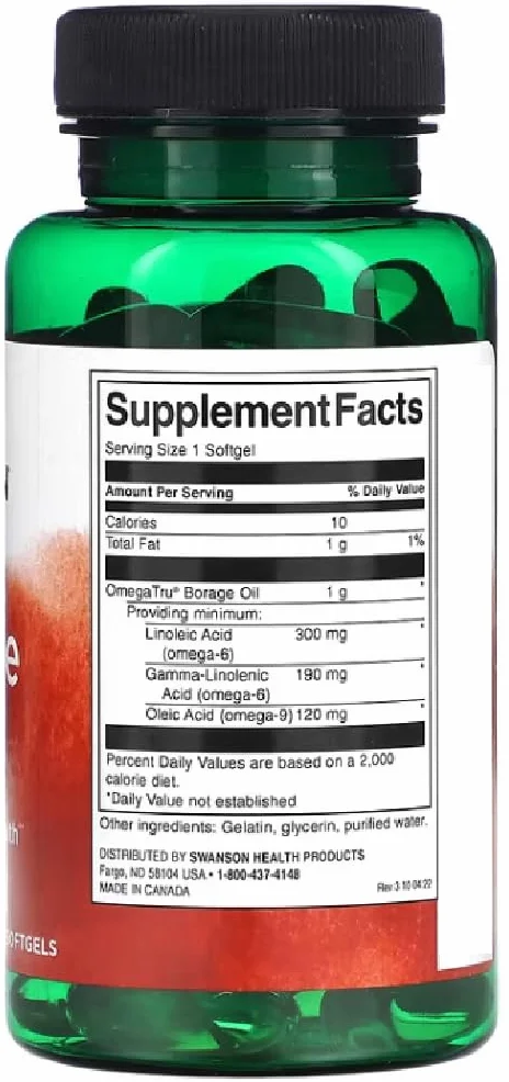 Swanson Borage Oil 1000 mg 60 softgels skin joint support