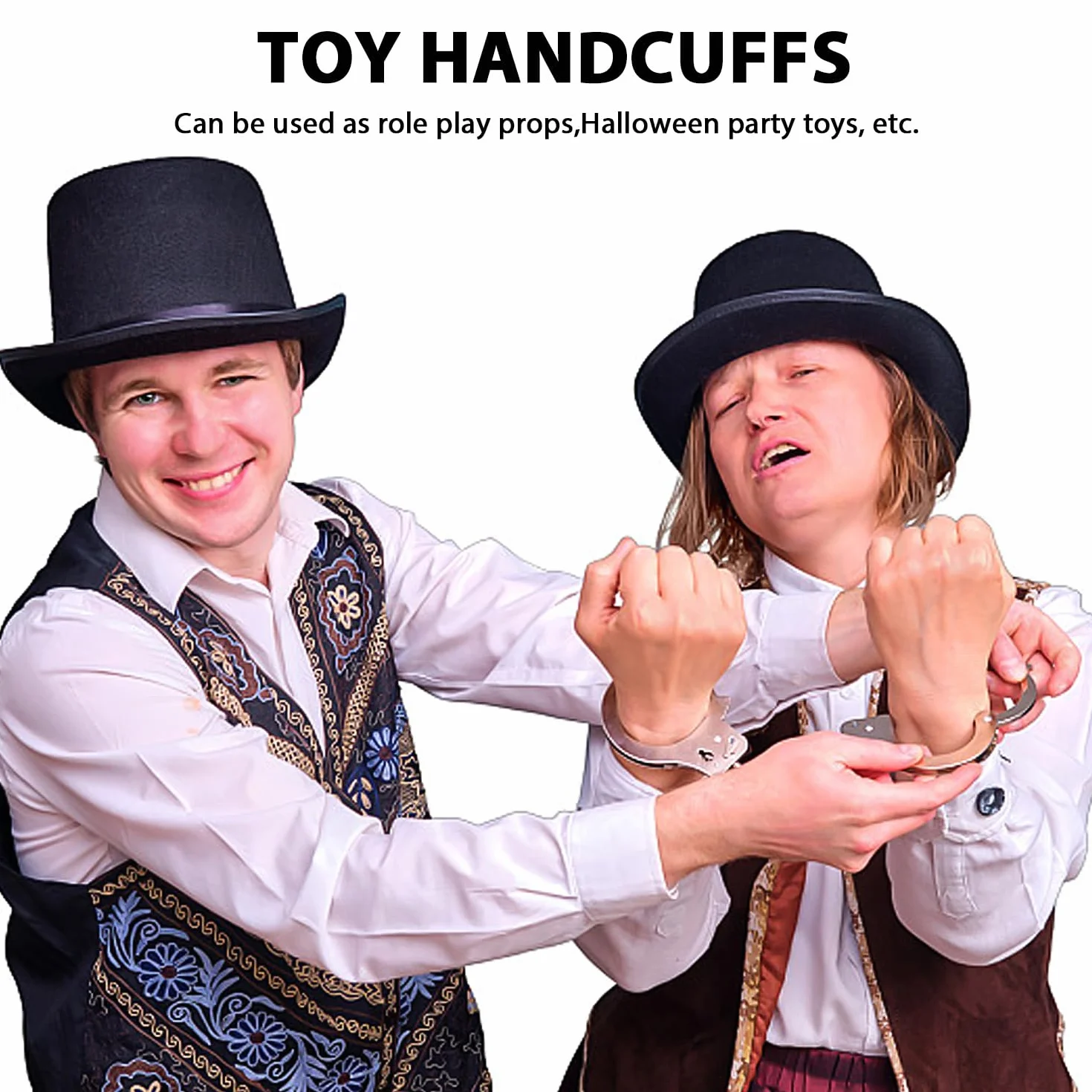 1 manette giocattolo per bambini con 2 chiavi, manette, manette per adulti, simulate manette della polizia, giocattoli per polizia, oggetti di scena per giochi di polizia
