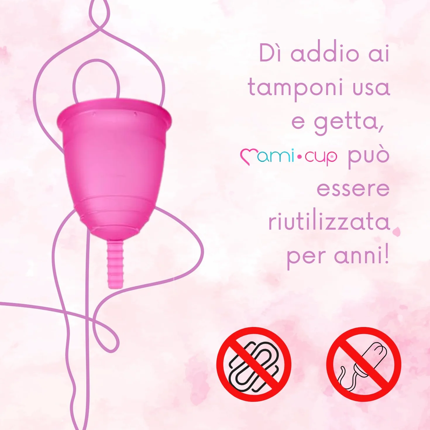 MamiCup Coppetta Mestruale in Silicone Medicale 100% Made in Italy, Morbida, Anallergica, Priva di Lattice e Ftalati, 2 Coppette Rosa, Taglie M+L
