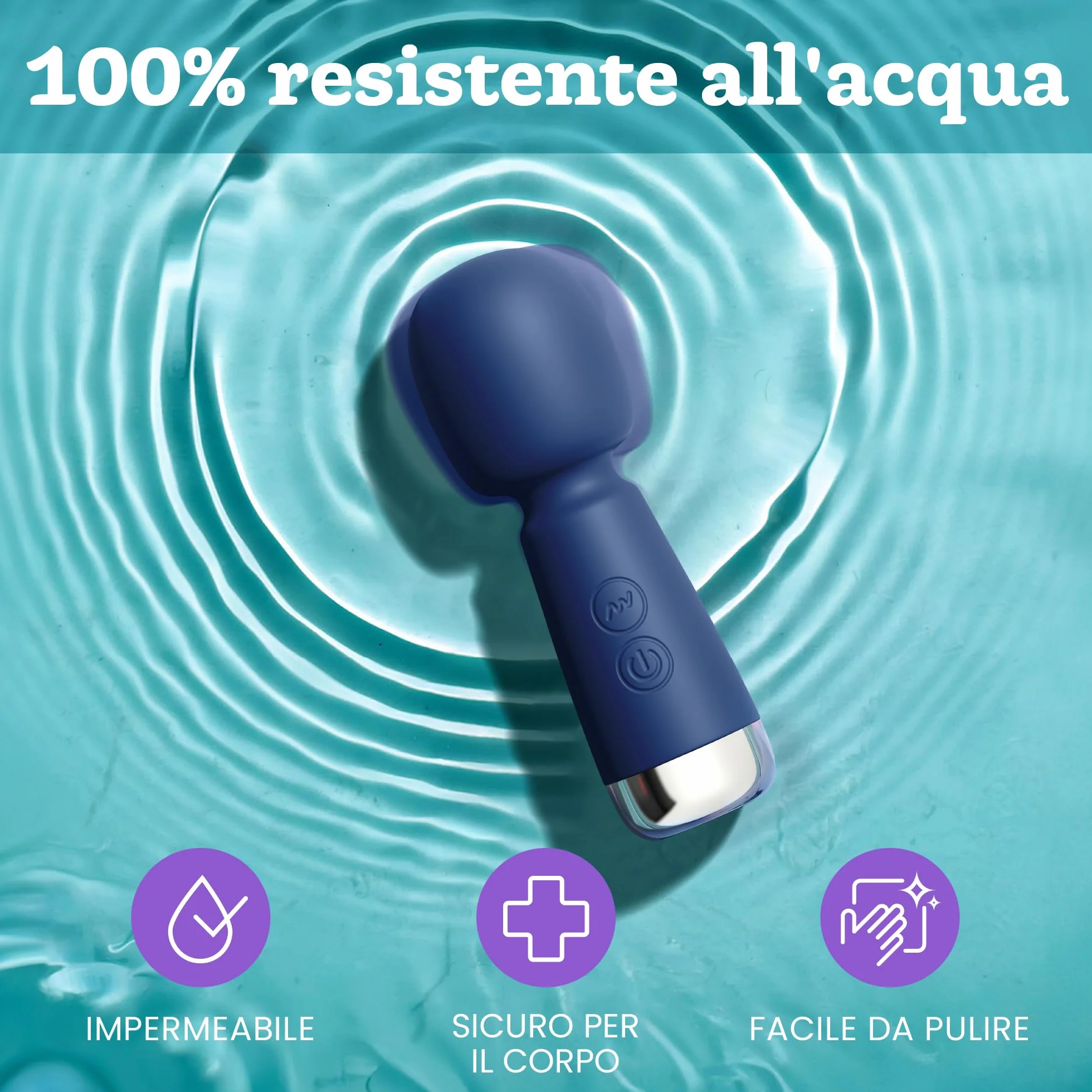 Mini vibratore di Oliver James – Wand vibratore ricaricabile in silicone con 5 velocità e 5 modalità, sex toy discreto per donne, 12,5 cm × 4,3 cm (Zaffiro di mezzanotte)