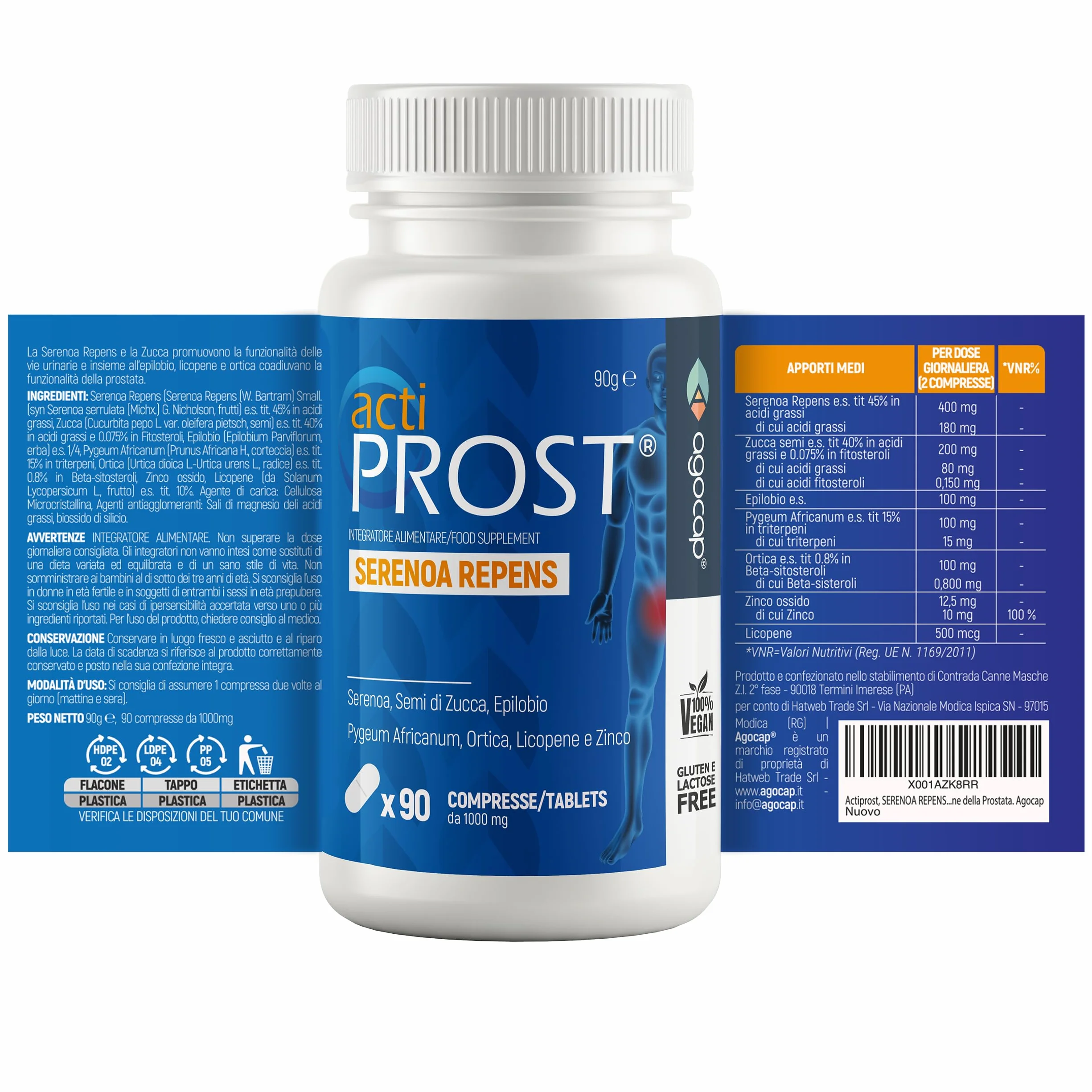 SERENOA REPENS 400mg SAW PALMETTO 90cpr Integratore Prostata Uomo con Semi di Zucca Pygeum Africanum Epilobio Ortica