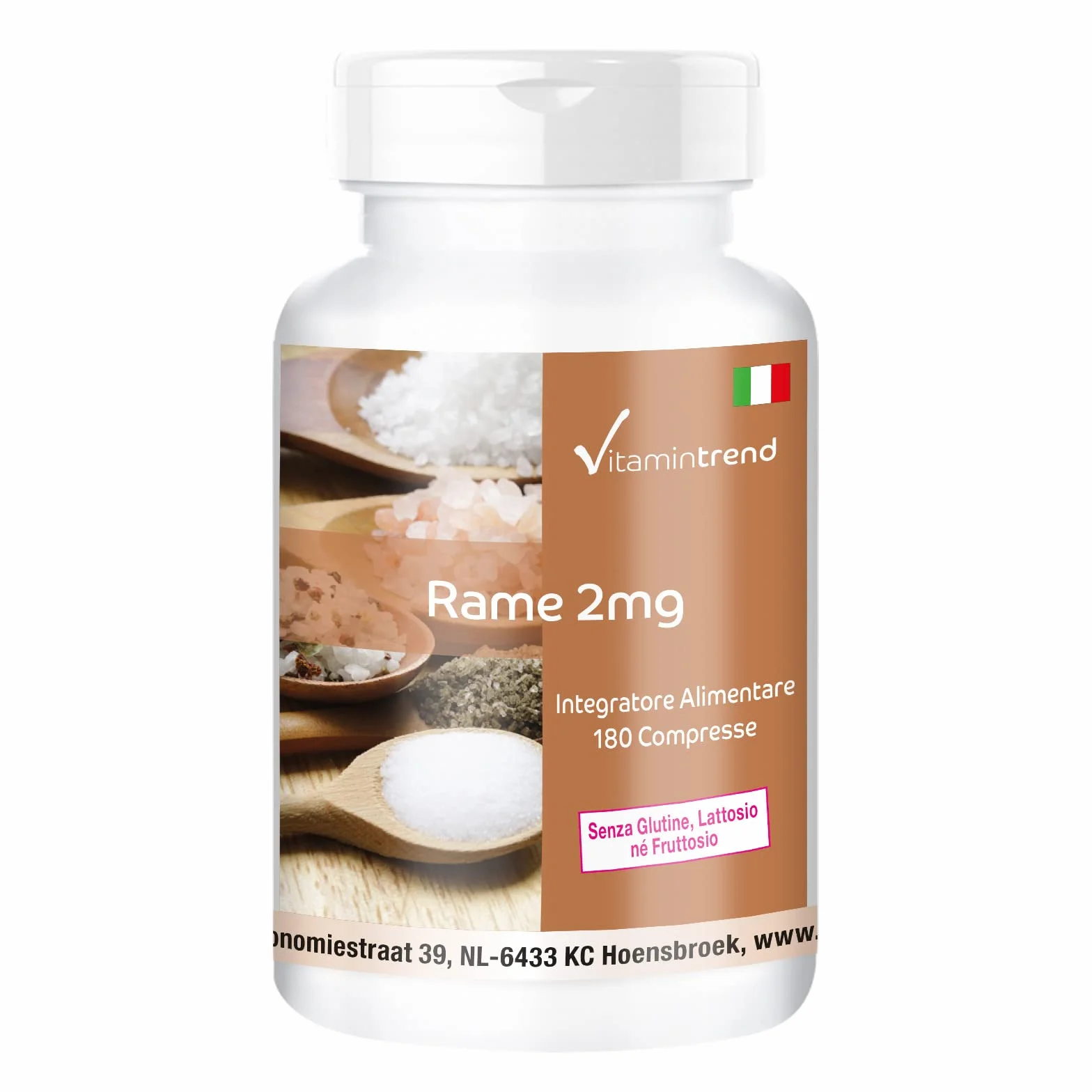 Vitamintrend rame 2 mg, 180 compresse, facili da deglutire, integratore alimentare vegano senza magnesio stearato, prodotto in Germania