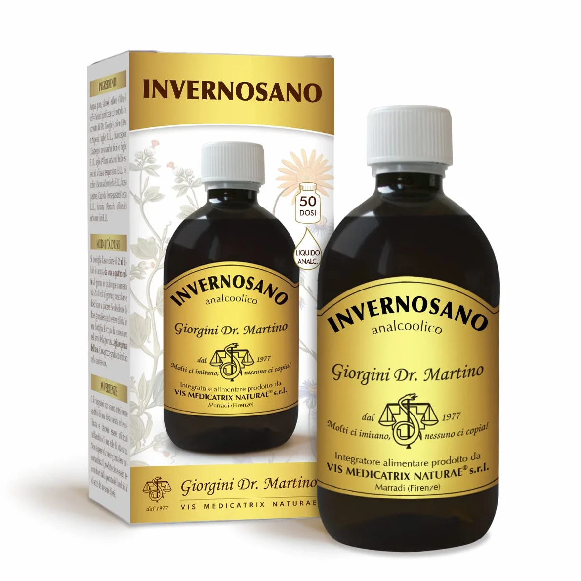 Dr Giorgini INVERNOSANO Liquido Analcoolico - 500 ml -(Integratore Alimentare con Estratto di Sambuco, Zinco, Rame e Vitamina C)