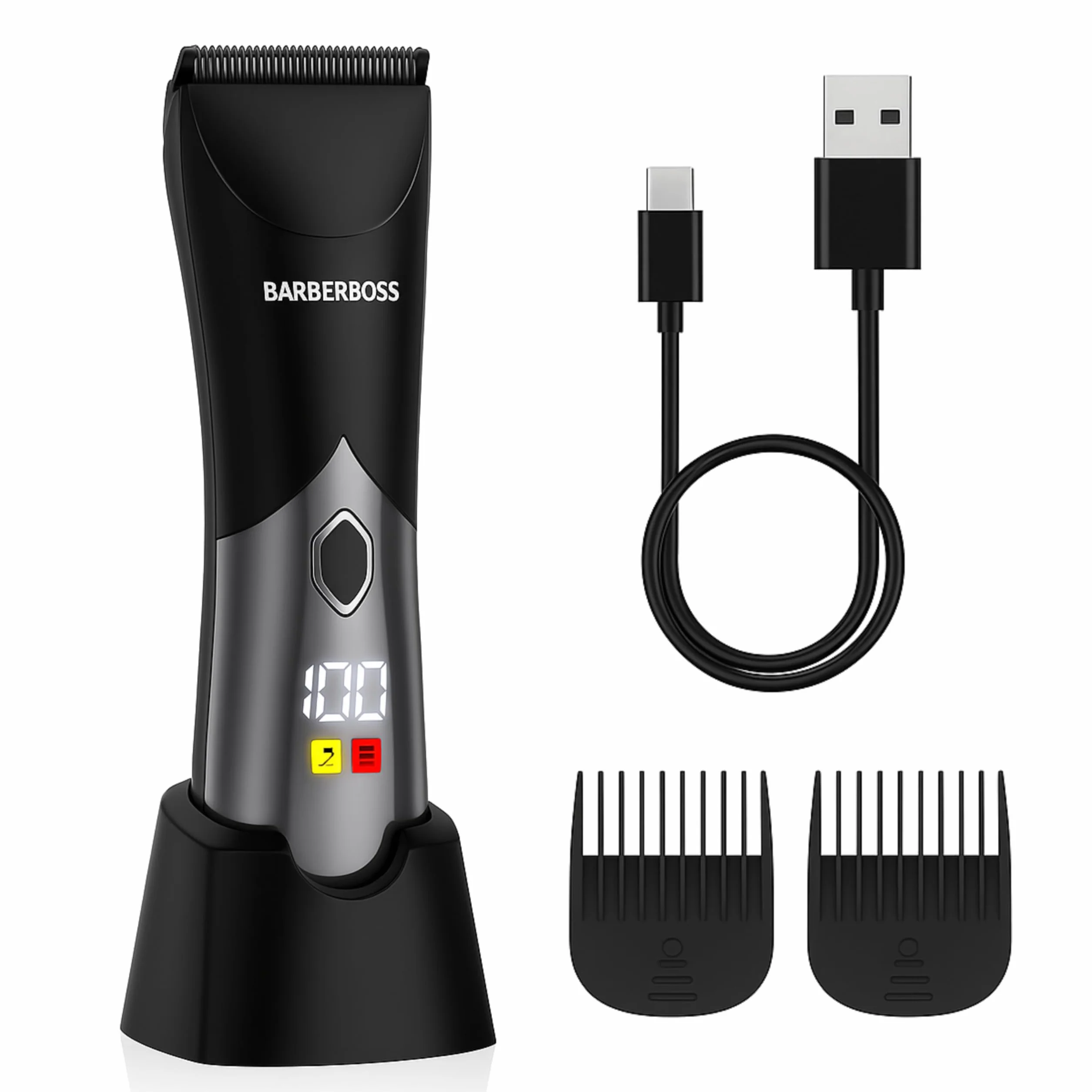 BarberBoss Body Clipper impermeabile senza fili per uomo: Rasoio viso corpo inguine lame ceramica