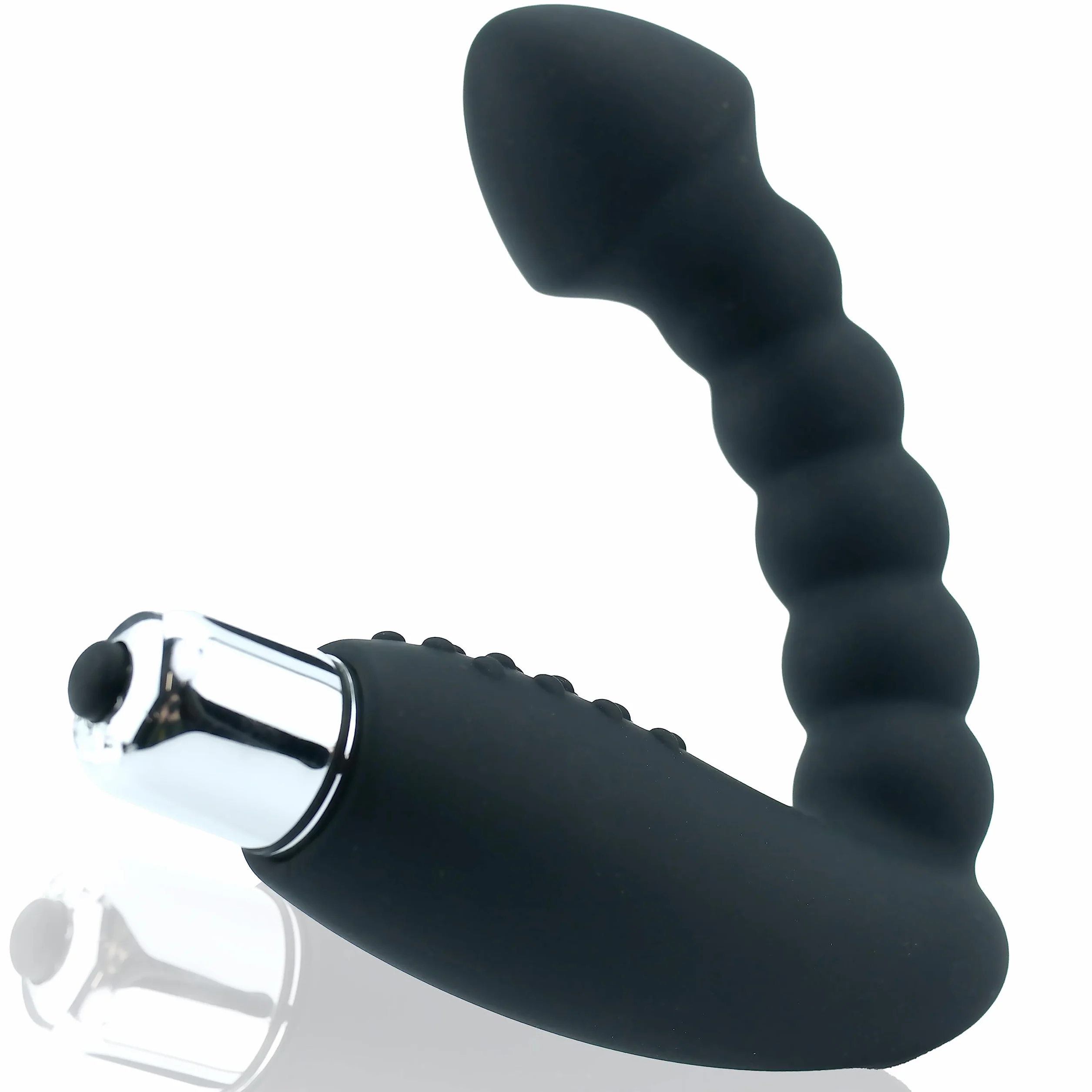 FOPS vibratore prostatico in silicone – tappo anale ergonomico con vibrazione – 22 cm di lunghezza totale, flessibile e sicuro – vibratore anale per uomini e coppie, nero A11-9