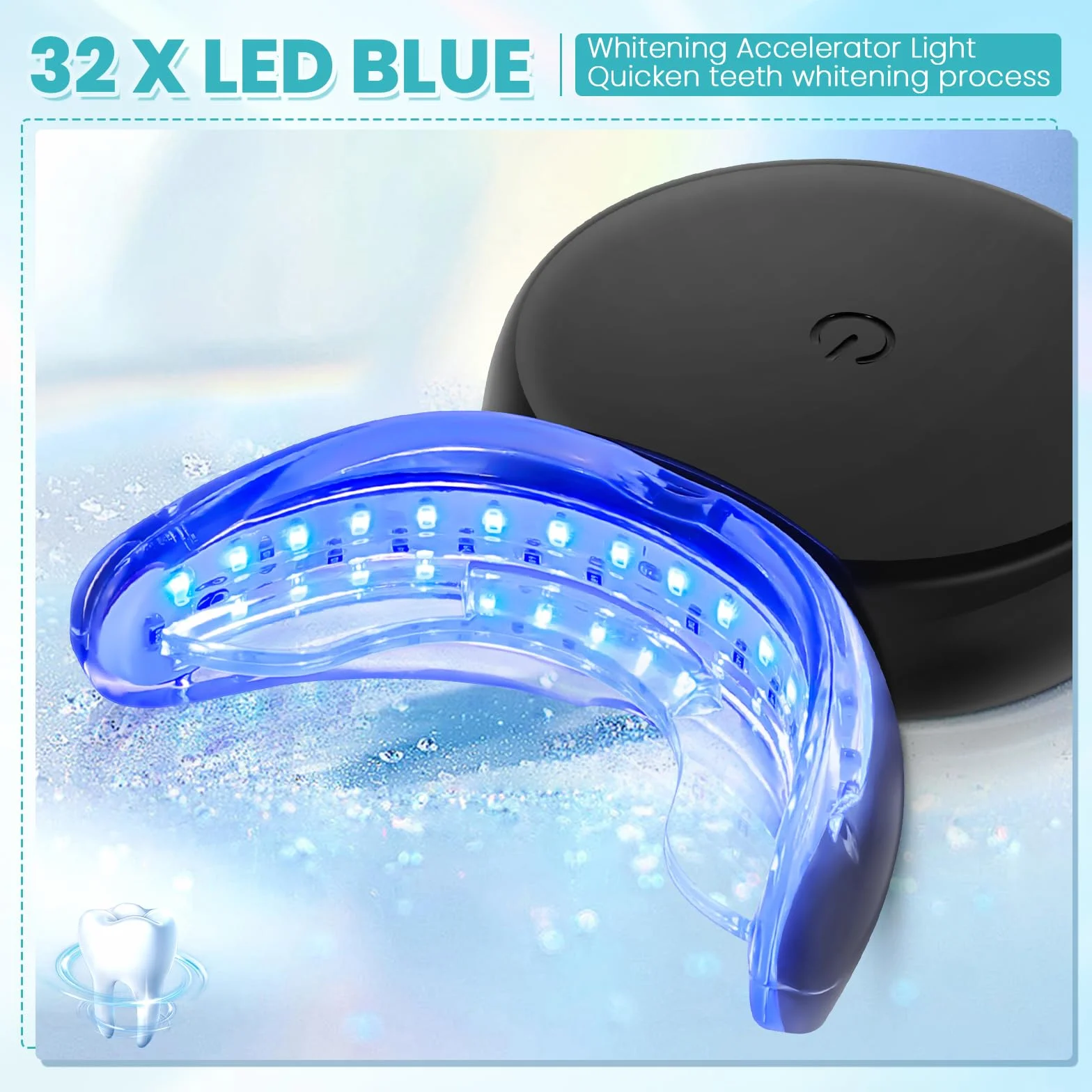 Kit Sbiancante Denti Professionale con 32X LED Lampada e 3 Gel, Rimuovi Macchie e Sbiancamento Immediato