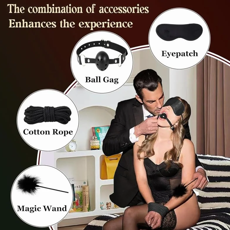 Black Dade Liscia Pelle Regolabile Set di 12 Pezzi BDSM Bondage Accessori Sportivi, Attrezzature di Allenamento di Resistenza