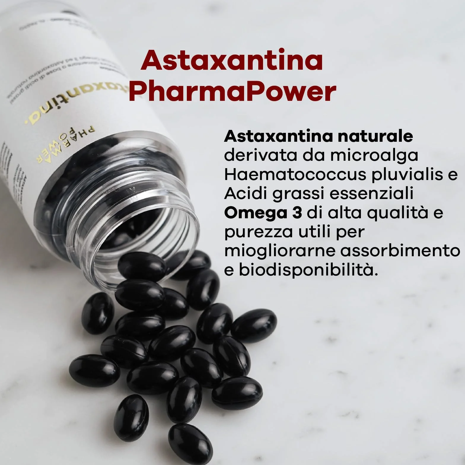PharmaPower Astaxantina 8 mg Integratore Antiossidante Omega 3 60 Softgels