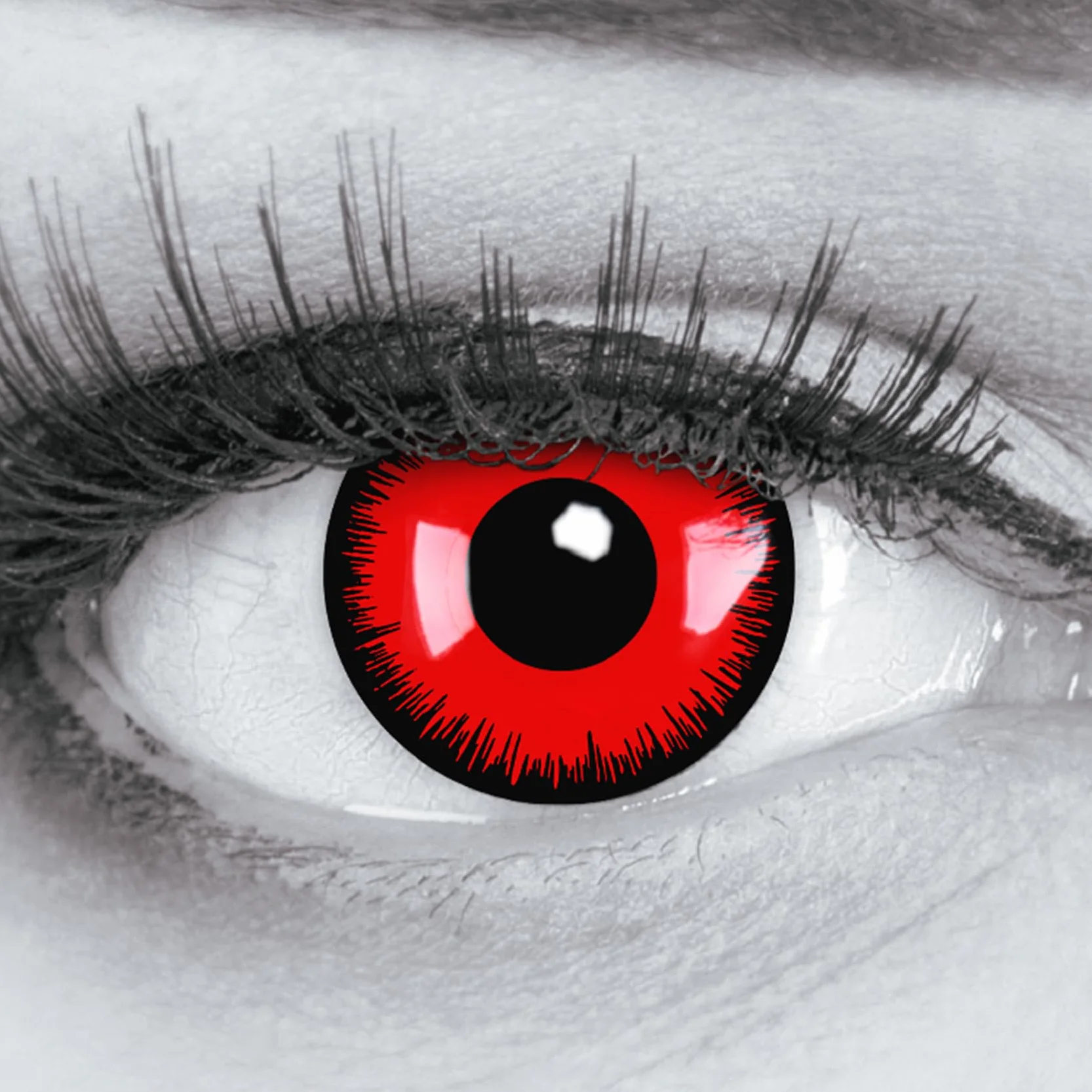 Meralens Lenti a Contatto Colorate Rosse Red Lunatic 1 Coppia Durata 1 Anno