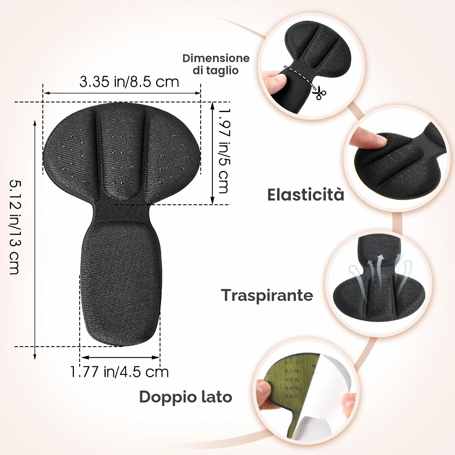 Cuscinetti Antiscivolo per Tallone Autoadesivi per Scarpe e Stivali - Confezione da 4