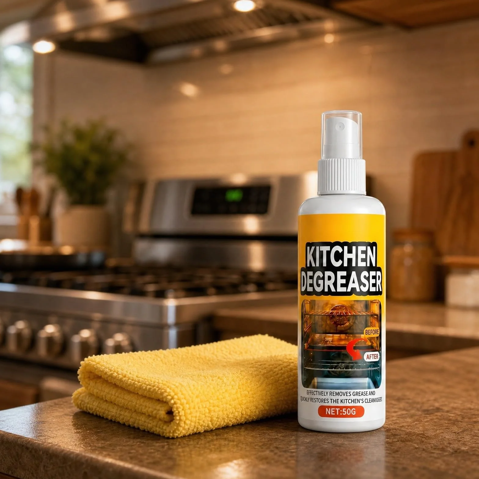 Grease Cleaner Spray, Grillreiniger, Pulizia efficiente, Detergente per Forno e Cucina, Adatto per la Pulizia di Forni, Cappe Aspiranti, Pentole, Friggitrici e Griglie da Esterno (2, A)