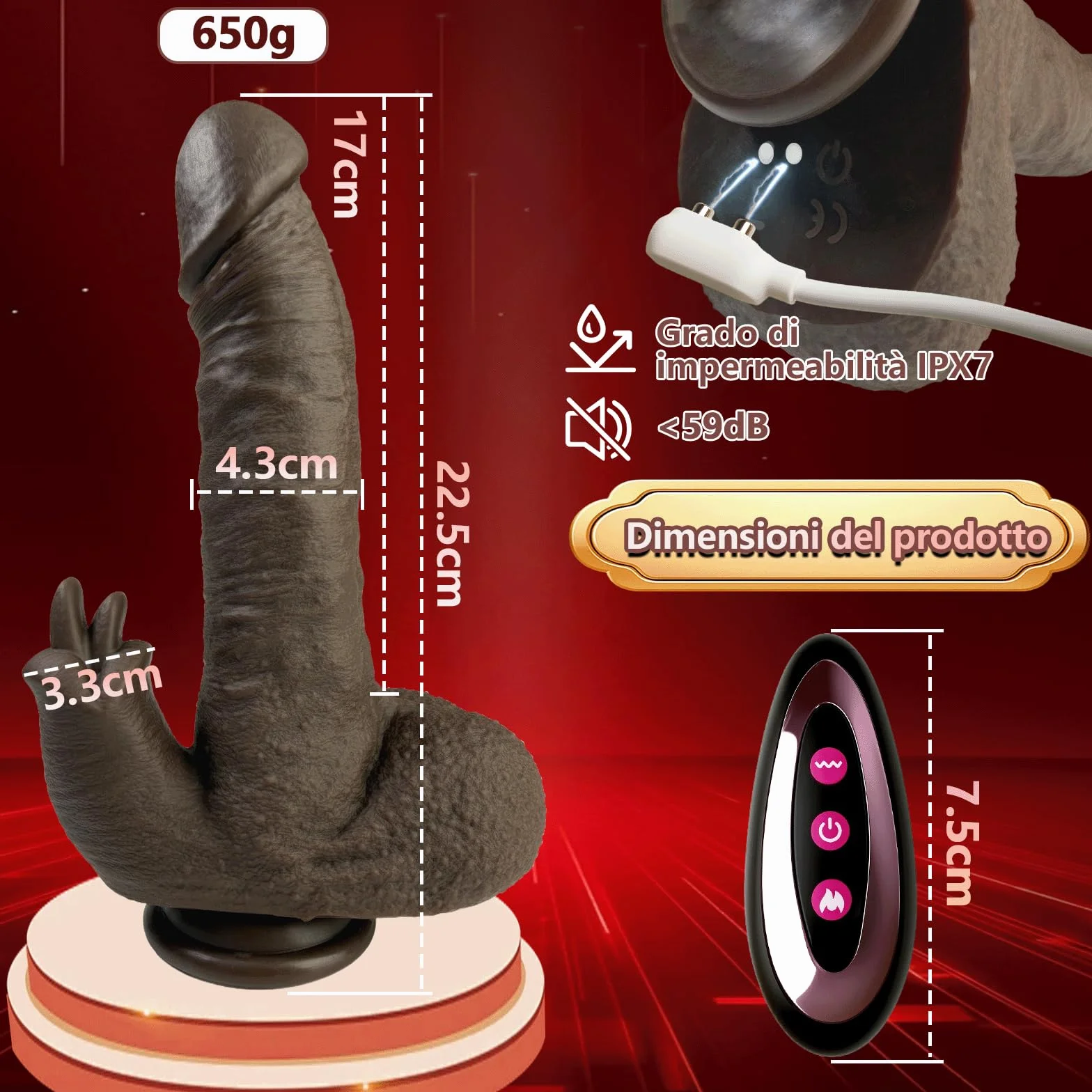 Dildo Anale Vibratoreper Stimolatore Clitoride Vibratore Anale Stimolatore Clitoride Femminile Sexytoysys Dildos Realistico Vibrante 9 Vibrazione 3 Spinta Riscaldamento, Nero