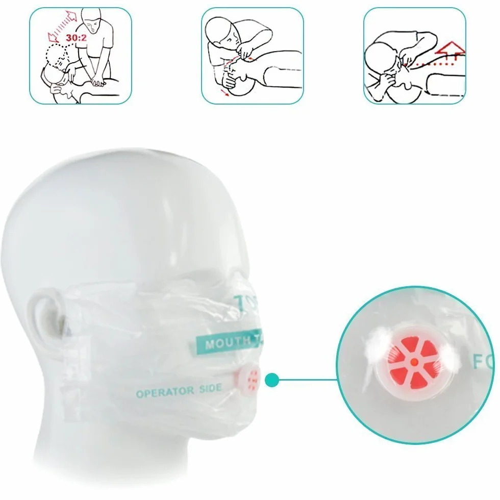 CPR Maschera Portachiavi Kit d'emergenza Salvare Scudi viso con barriera di respirazione a valvola per primo soccorso