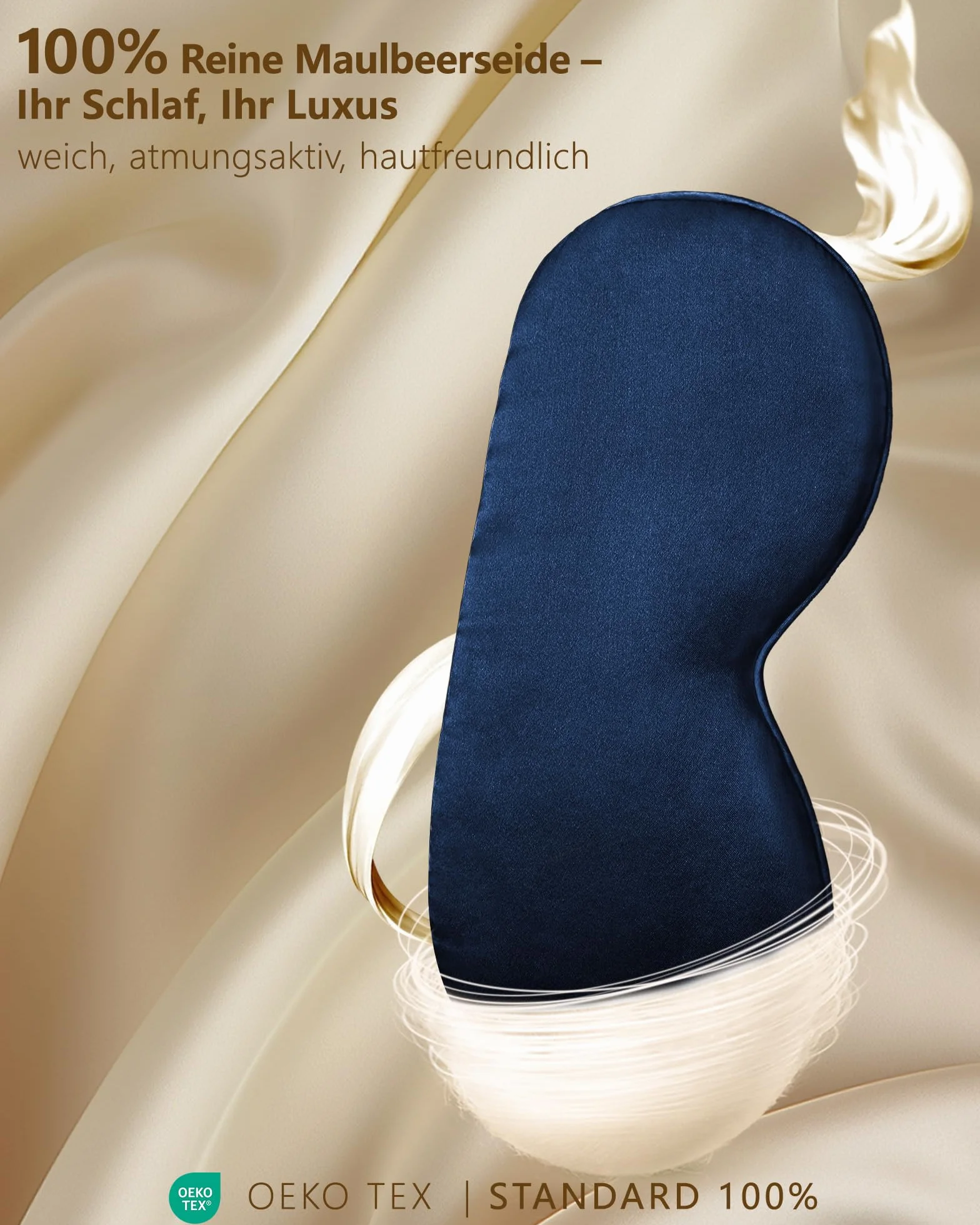 Aosun Maschera per dormire in seta per chi dorme sul fianco, 100% seta di gelso biologica, 100% con blocco della luce, con fascia regolabile per donne e uomini e bambini, maschera compatta per gli