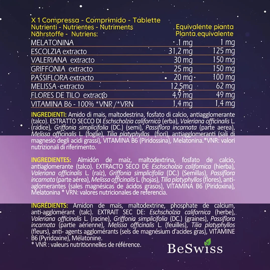 Melatonina DEEP ZZZ Sonnifero Naturale 180 Capsule Valeriana Griffonia Passiflora Melissa