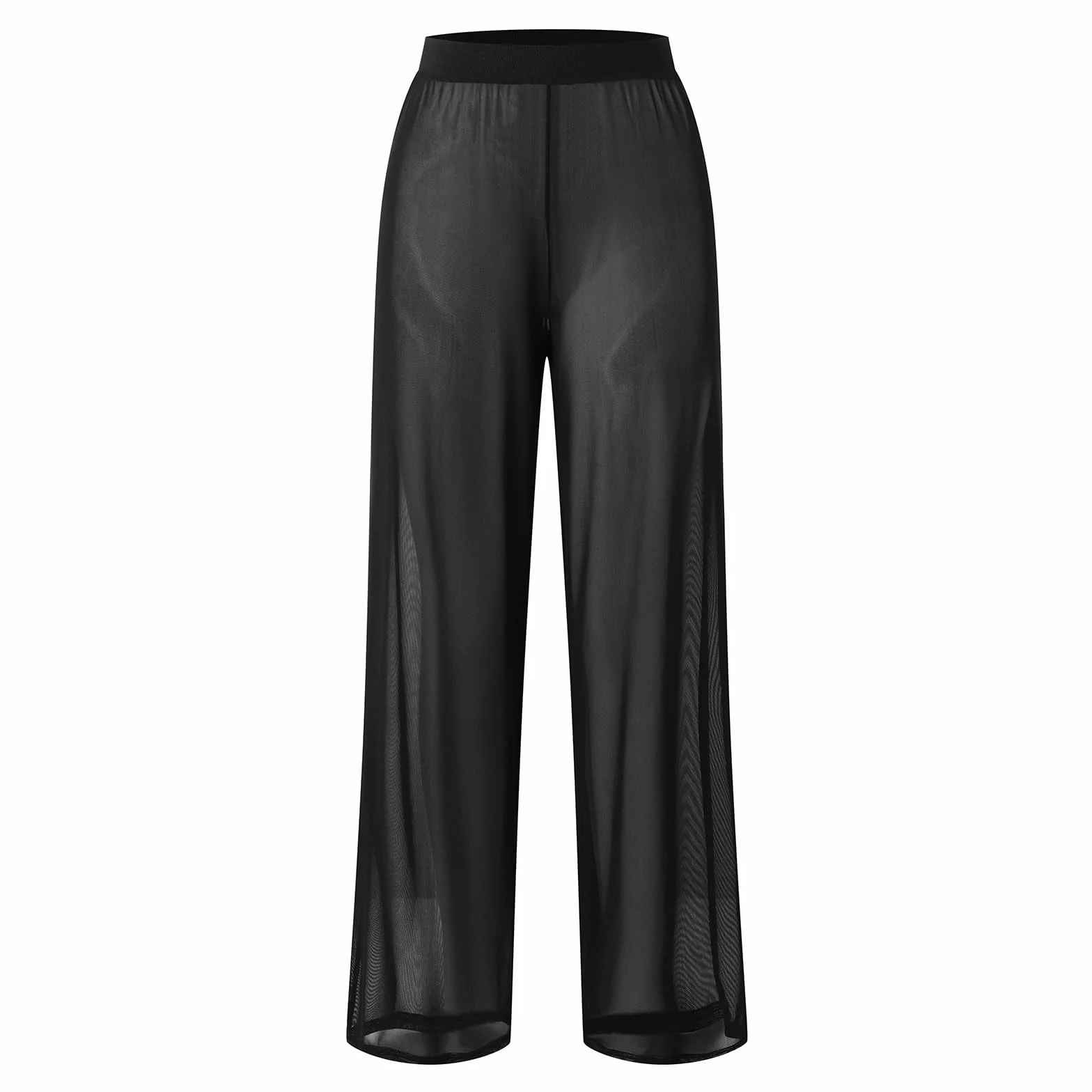Straight Leg Leggings da donna in rete trasparente, pantaloni da yoga elasticizzati a gamba larga