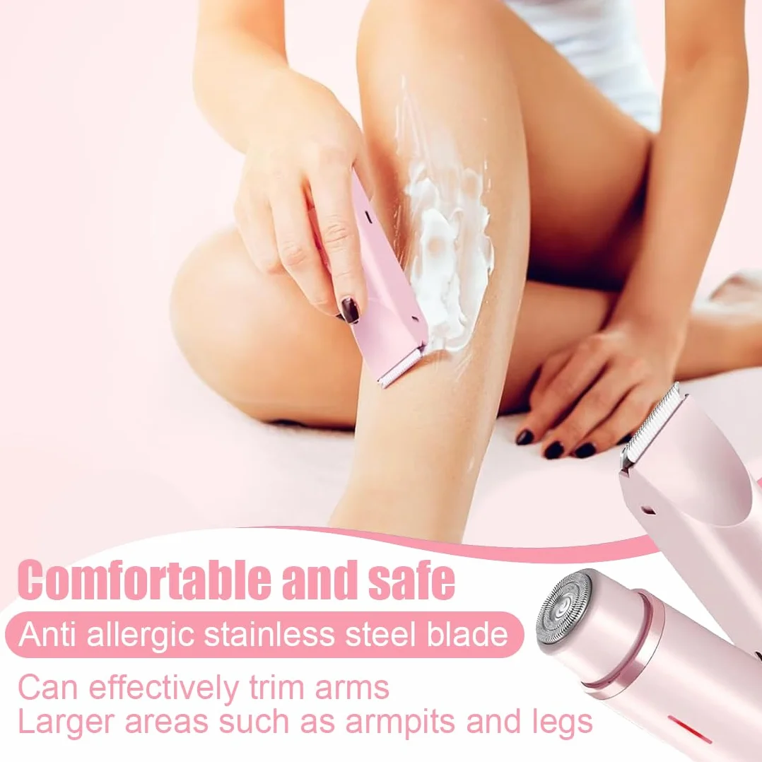Rasoio elettrico doppio per donne, impermeabile IPX7, design multifunzionale adatto per zone intime, corpo, gambe e braccia, regalo per donne
