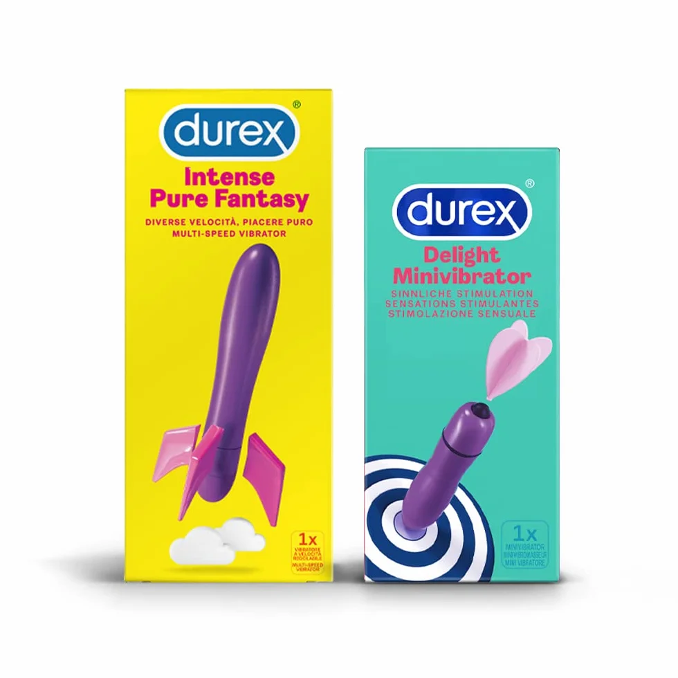 Kit Durex vibratori Pure Fantasy e Play Delight, Vibratore stimolante clitoride e vagina, Waterproof