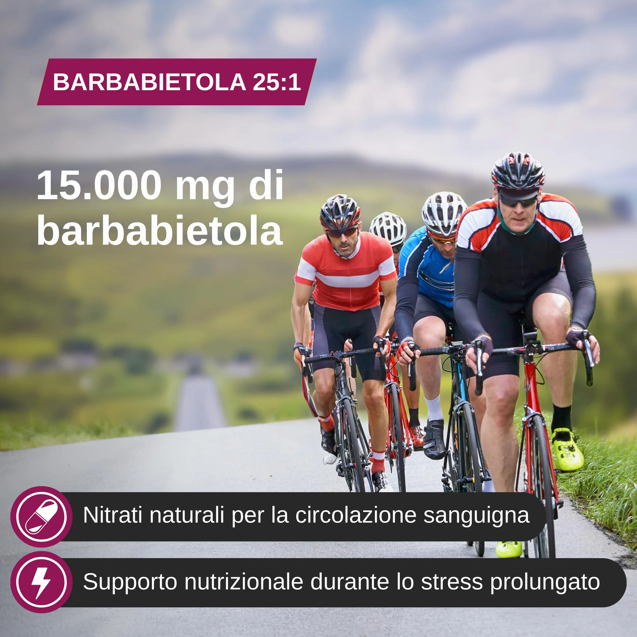 Barbabietola 25:1 180 Capsule Vegane Supporto Ossido Nitrico Nitrati Naturali Vitamine B6 B12 D Energia senza Caffeina