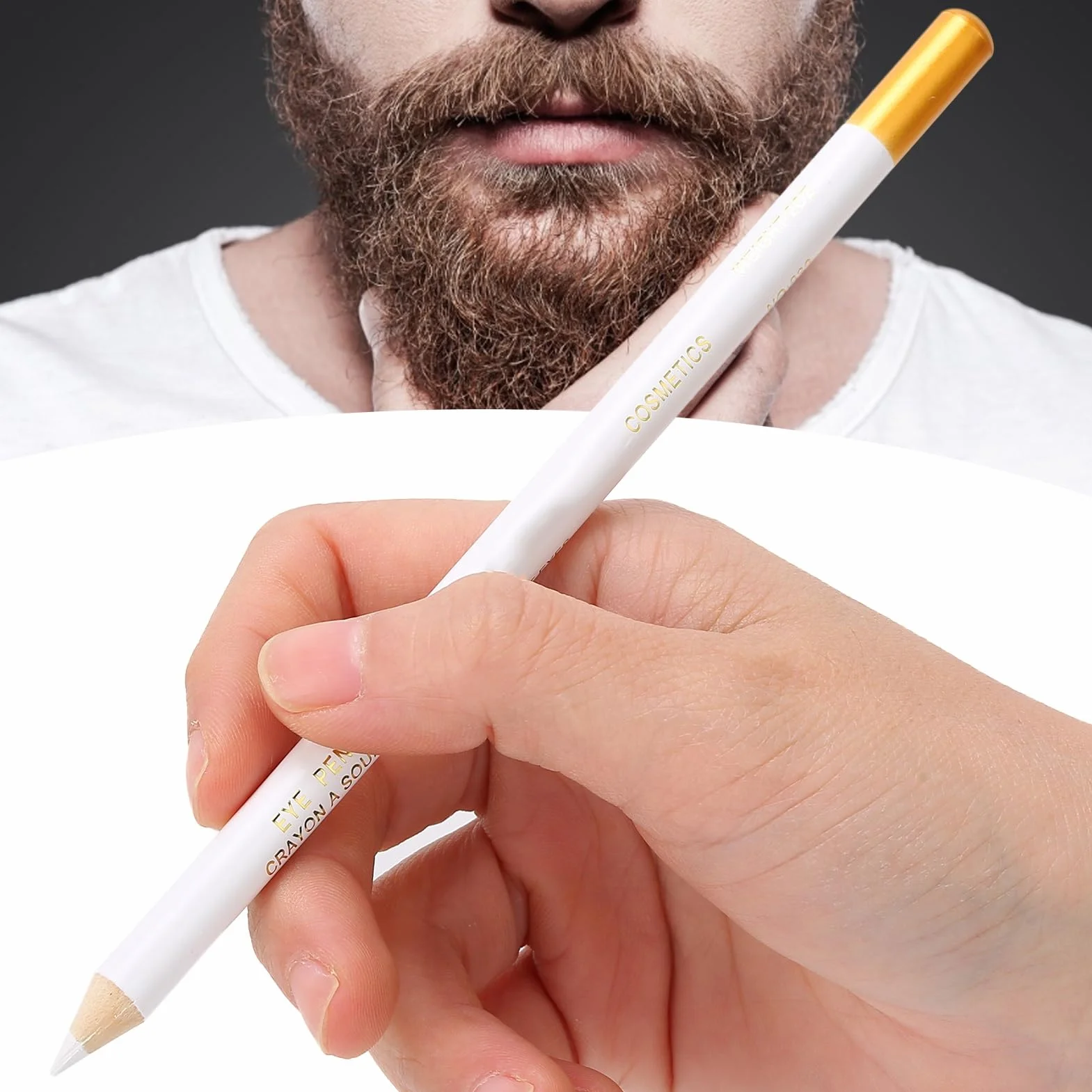 Strumento, Matita Barbiere Bianca, Matita per Barba, Matita per Fodera per Barba Uomo, Matita per Barba Professionale Filler Matita per Barba per Uso Domestico Liner Sha (Bianco)