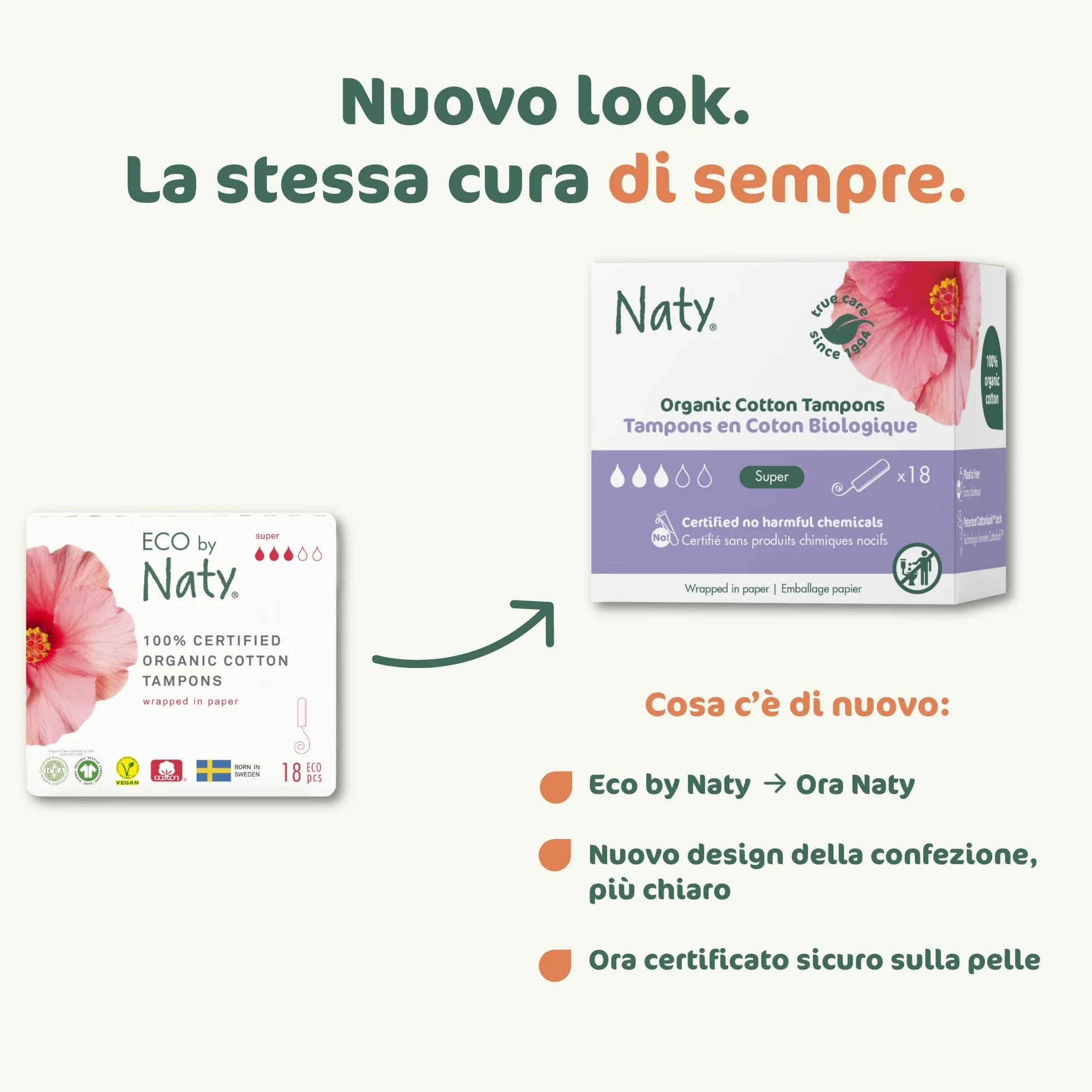 Eco By Naty Assorbenti Interni Super 18 sztuk 0% Plastica Fibre Vegetali