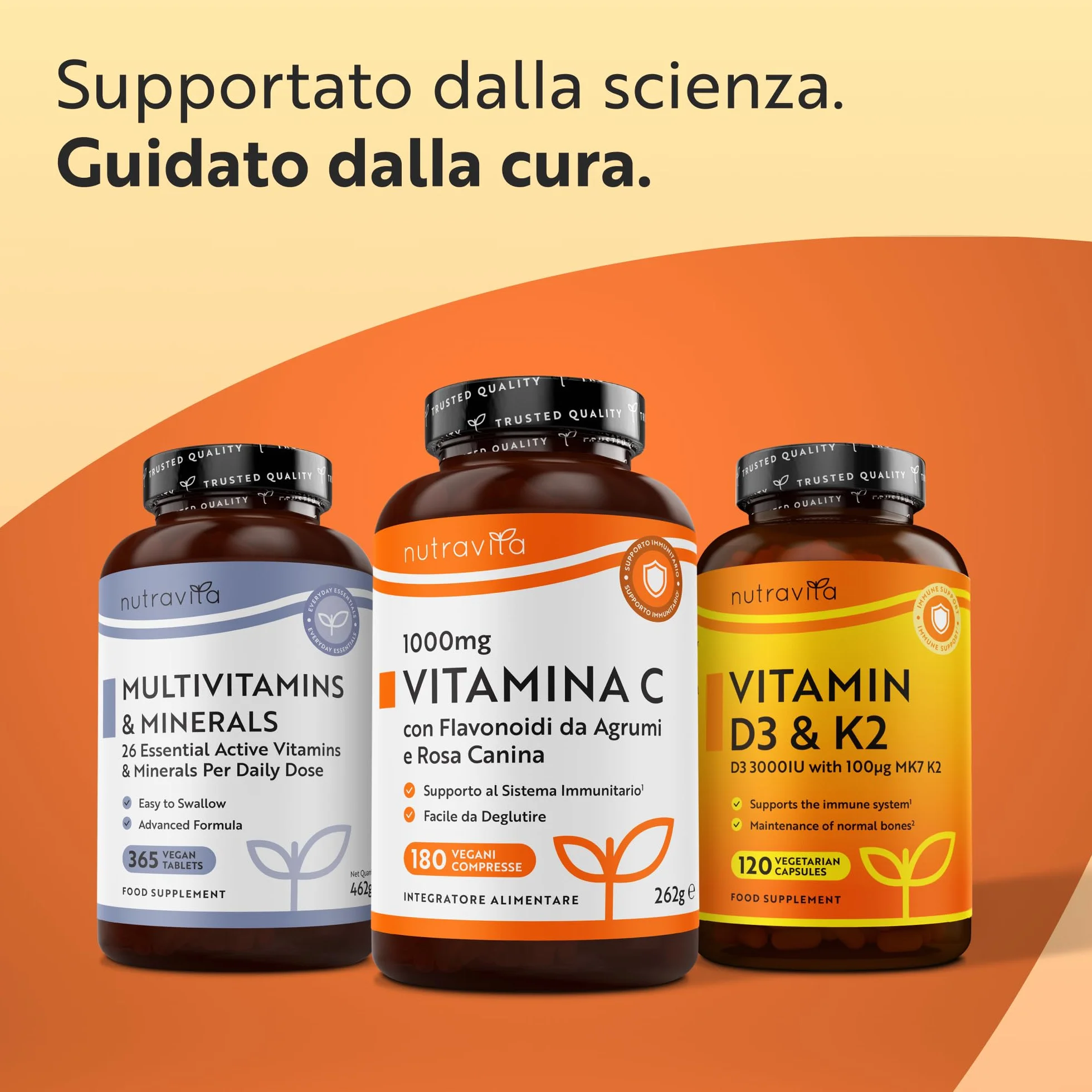 Nutravita Vitamina C 1000mg 180 Compresse con Rosa Canina e Flavonoidi - Acido Ascorbico Vegan