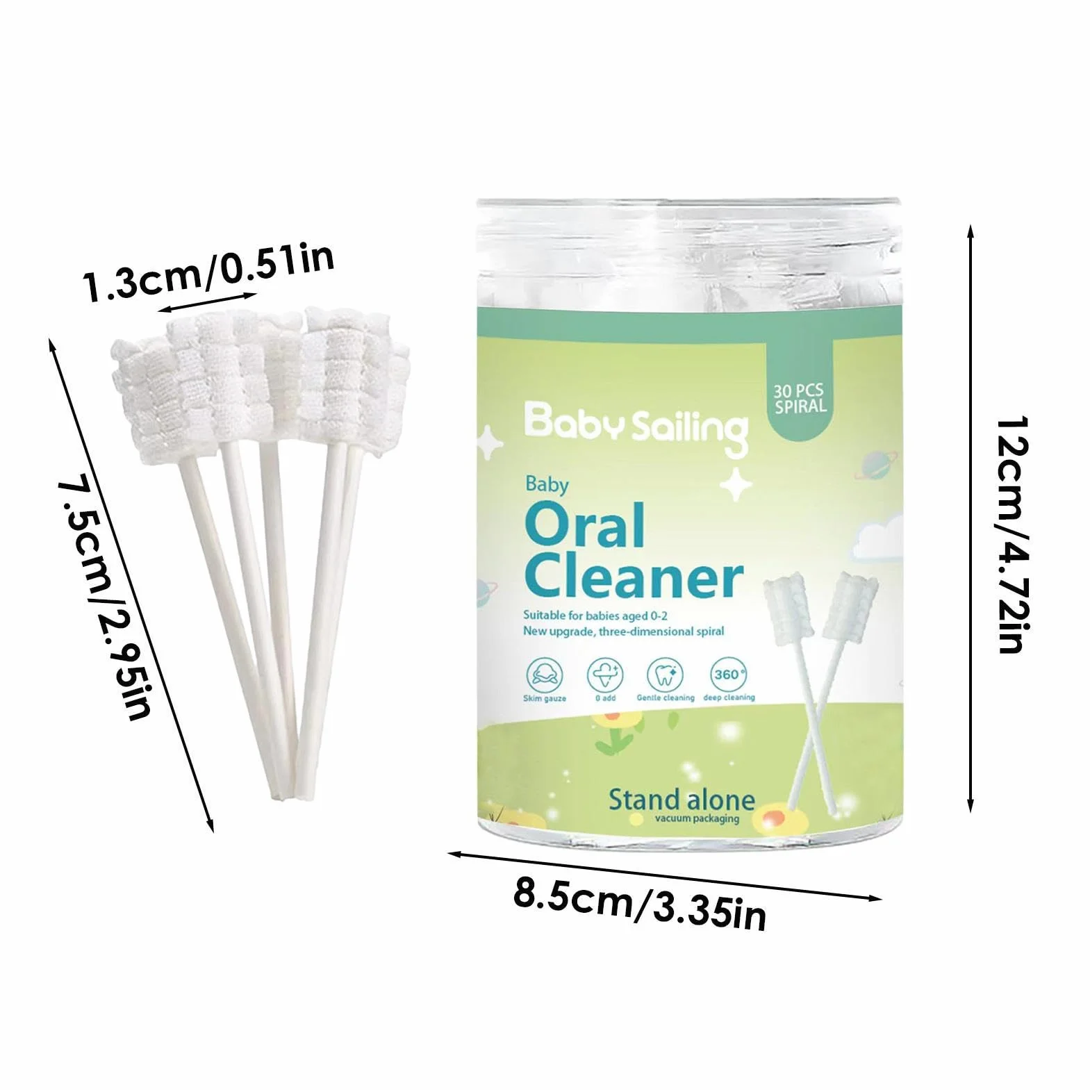 Spazzolino da denti in garza neonato - Spazzolino da denti con lingua di garza con manico in carta - Strumento per la pulizia orale con texture tridimensionale per viaggi, casa e attività all'aperto