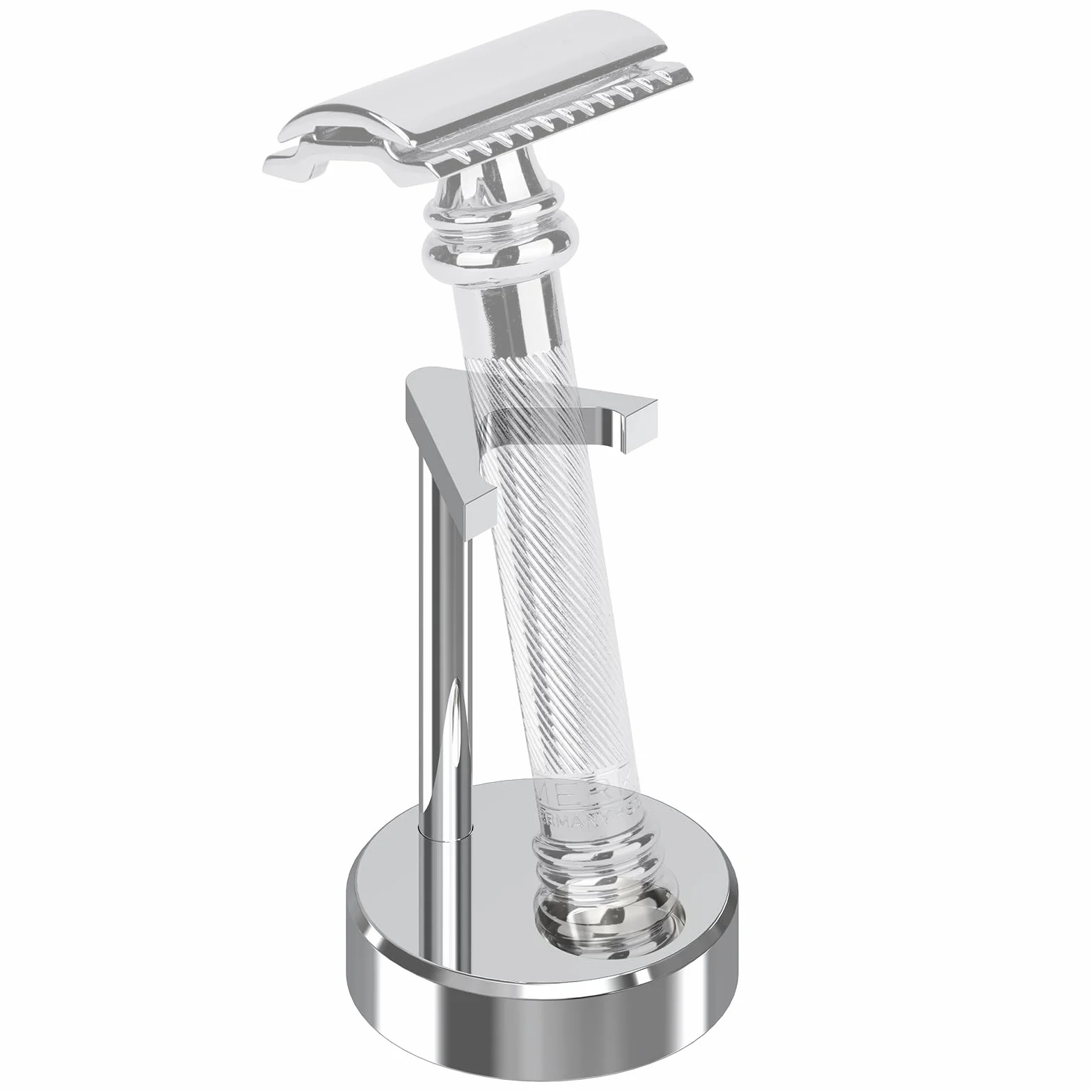 Linkidea Supporto per rasoio di sicurezza da uomo, compatibile con Vikings Blade the Chieftain, Merkur 34C, 700002, 23C, 38C, organizer per strumenti da barba per bancone del bagno (argento)